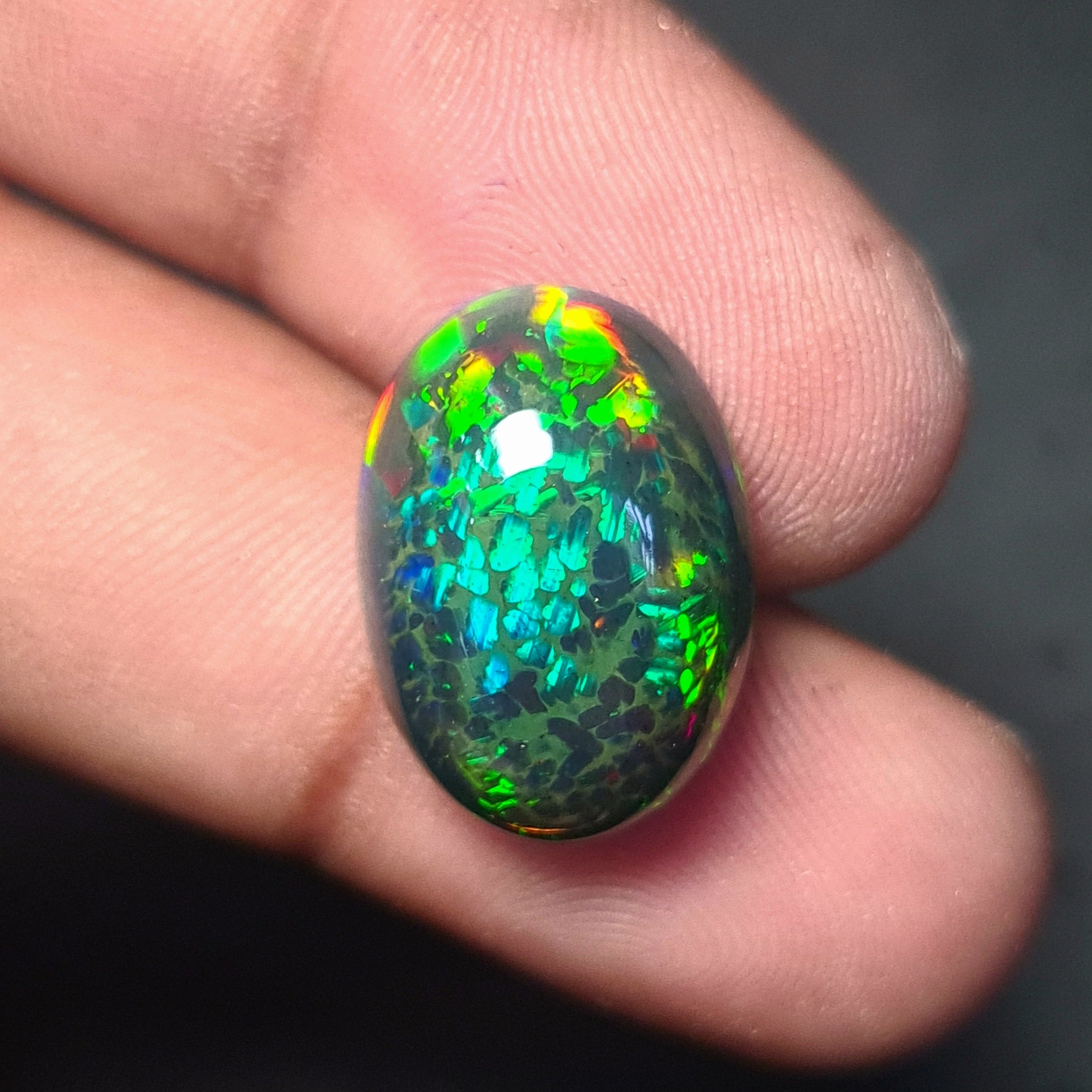 Natural Ethiopian Black Smoked Opal Cabochon| Oval| Size: 18x13mm | 9.6 Cts