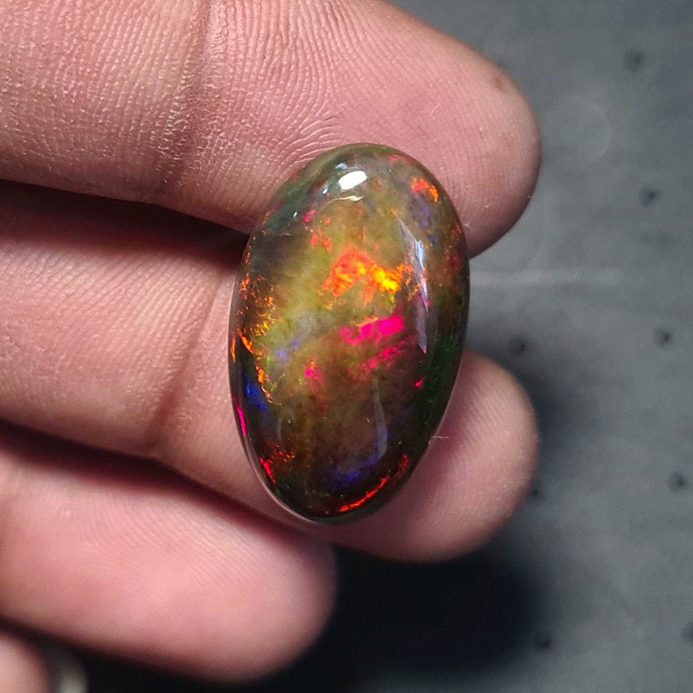 Natural Ethiopian Black Smoked Opal Cabochon| Oval| Size: 25x14mm | 15.6 Cts