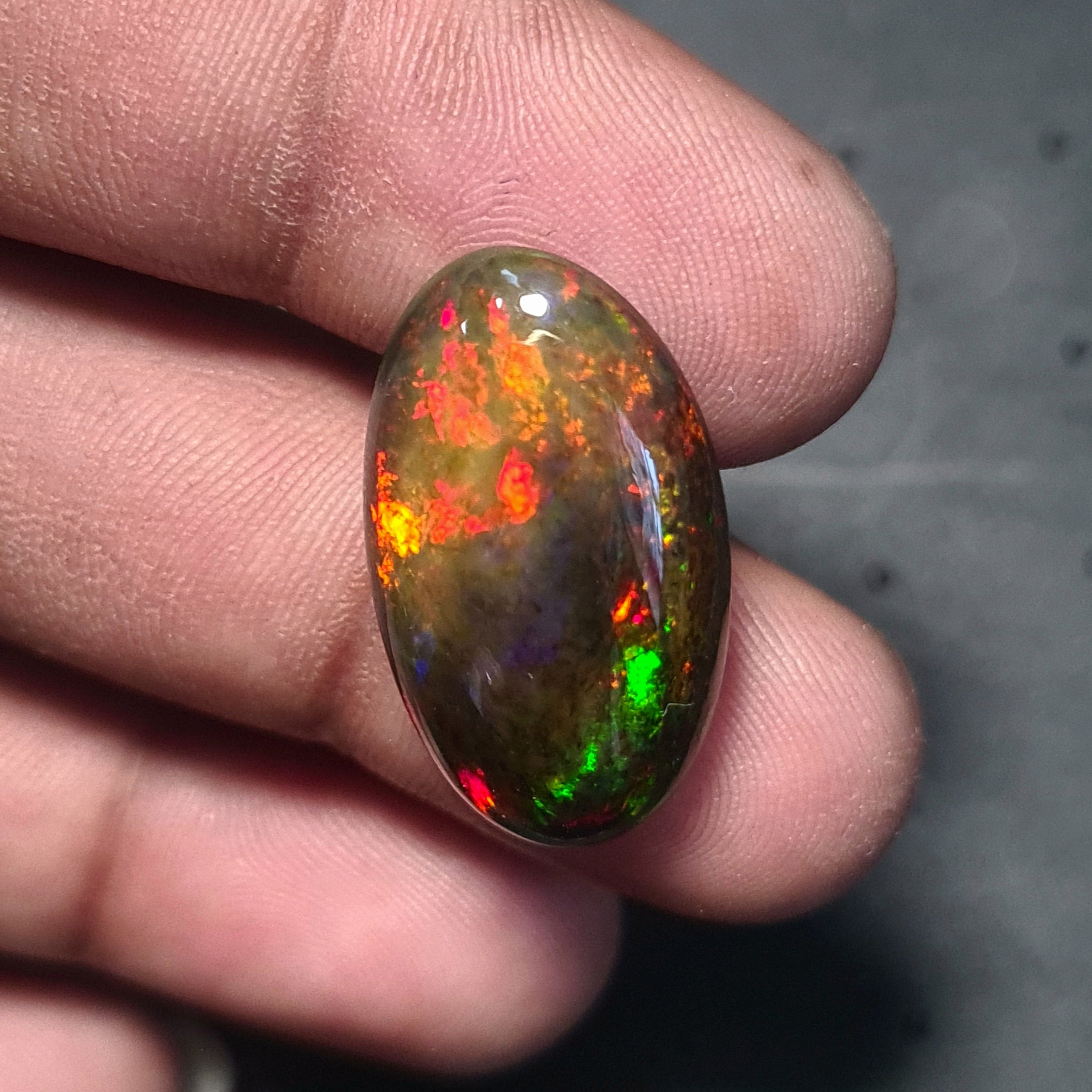 Natural Ethiopian Black Smoked Opal Cabochon| Oval| Size: 25x14mm | 15.6 Cts