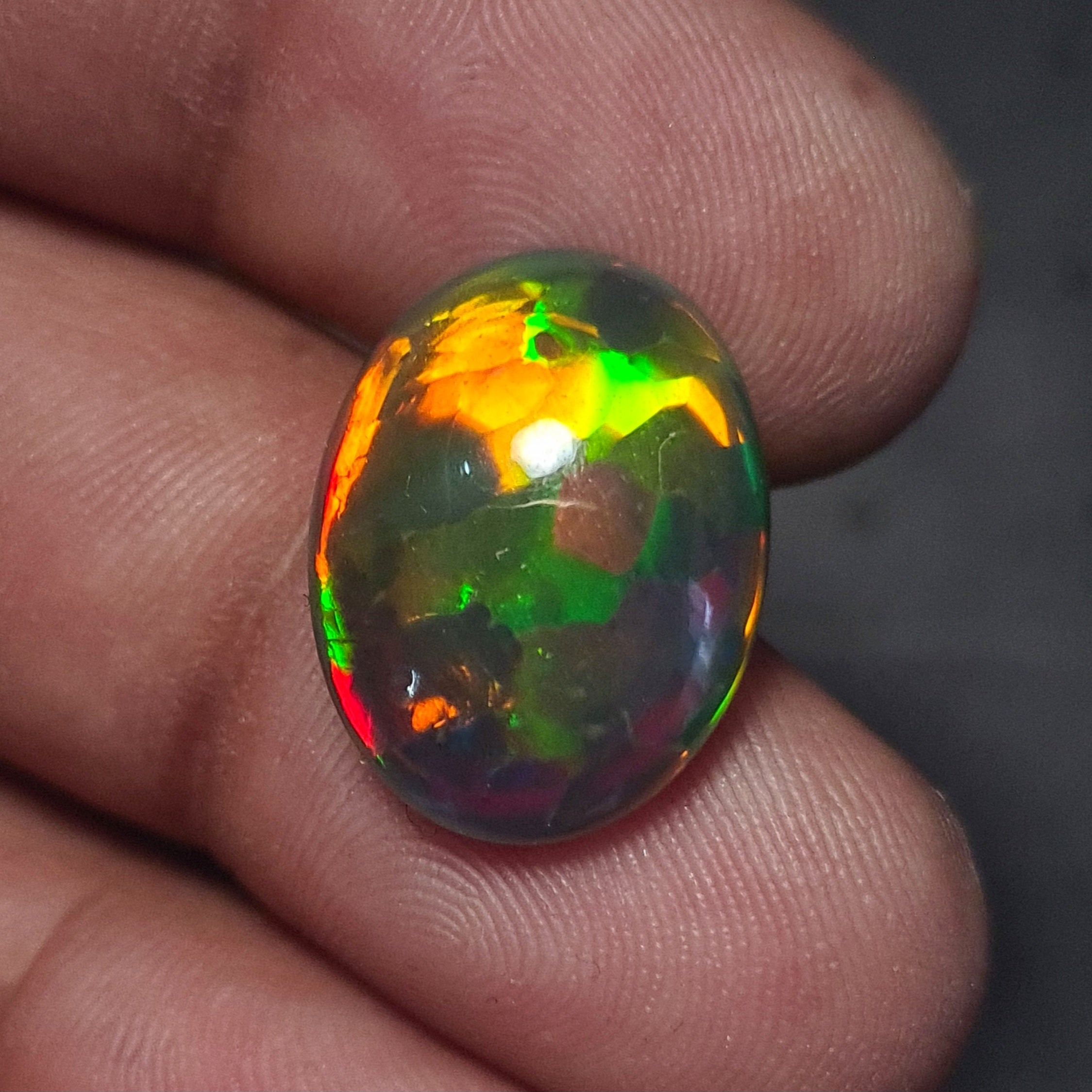 Natural Ethiopian Black Smoked Opal Cabochon| Oval| Size: 18x13mm | 6.6 Cts