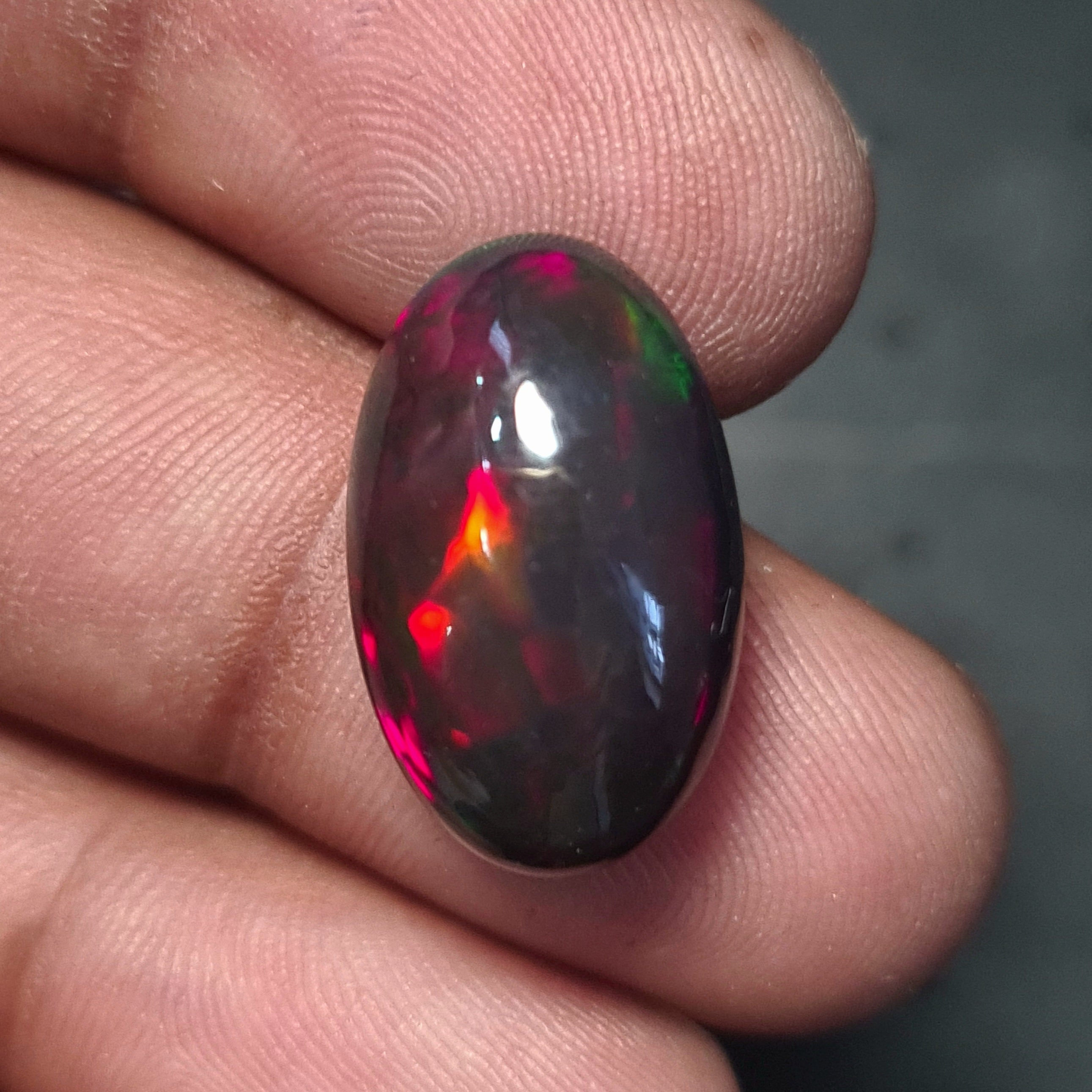 Natural Ethiopian Black Smoked Opal Cabochon| Oval| Size: 19x12mm | 9.5 Cts