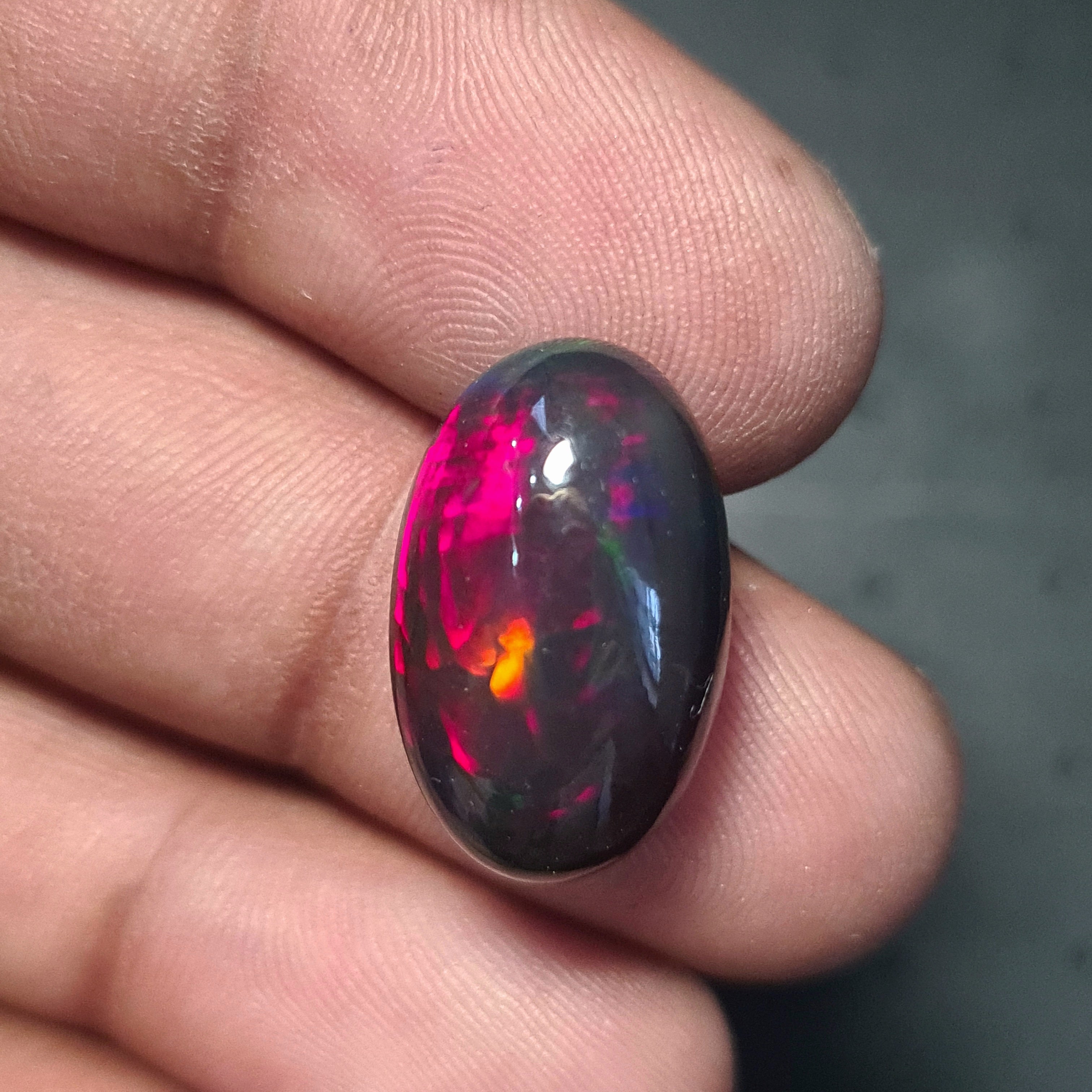 Natural Ethiopian Black Smoked Opal Cabochon| Oval| Size: 19x12mm | 9.5 Cts