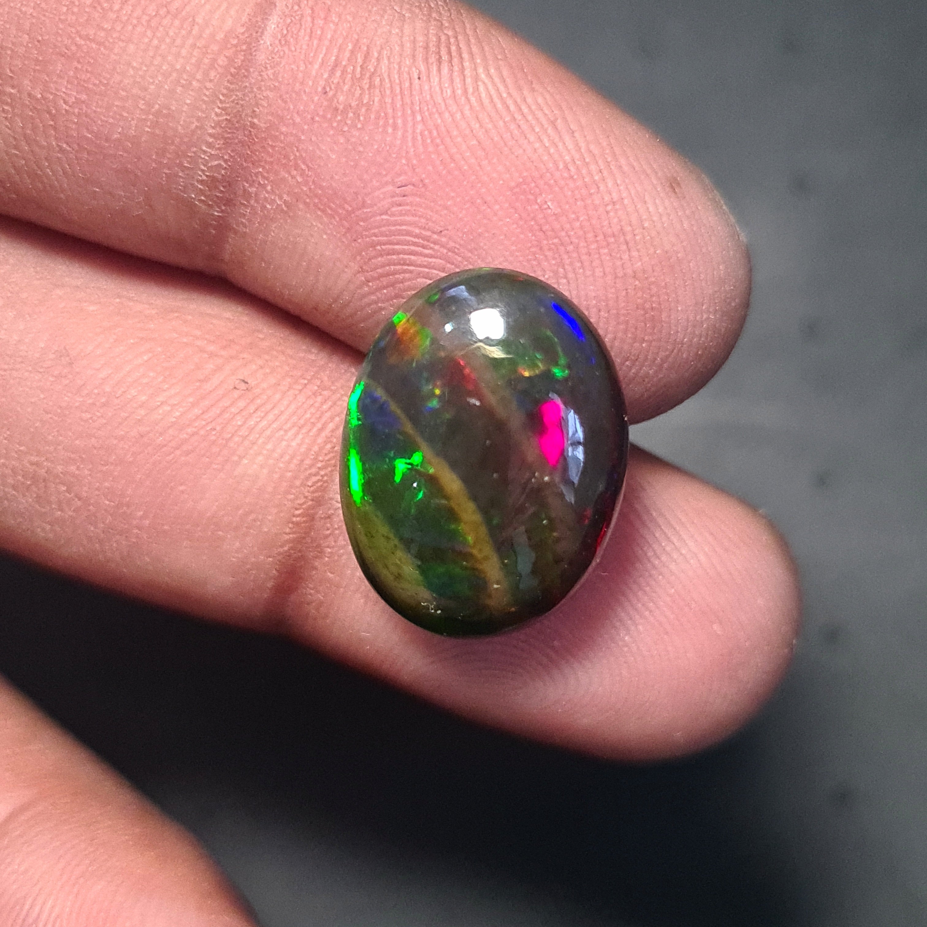 Natural Ethiopian Black Smoked Opal Cabochon| Oval| Size: 17x12mm | 8.1 Cts