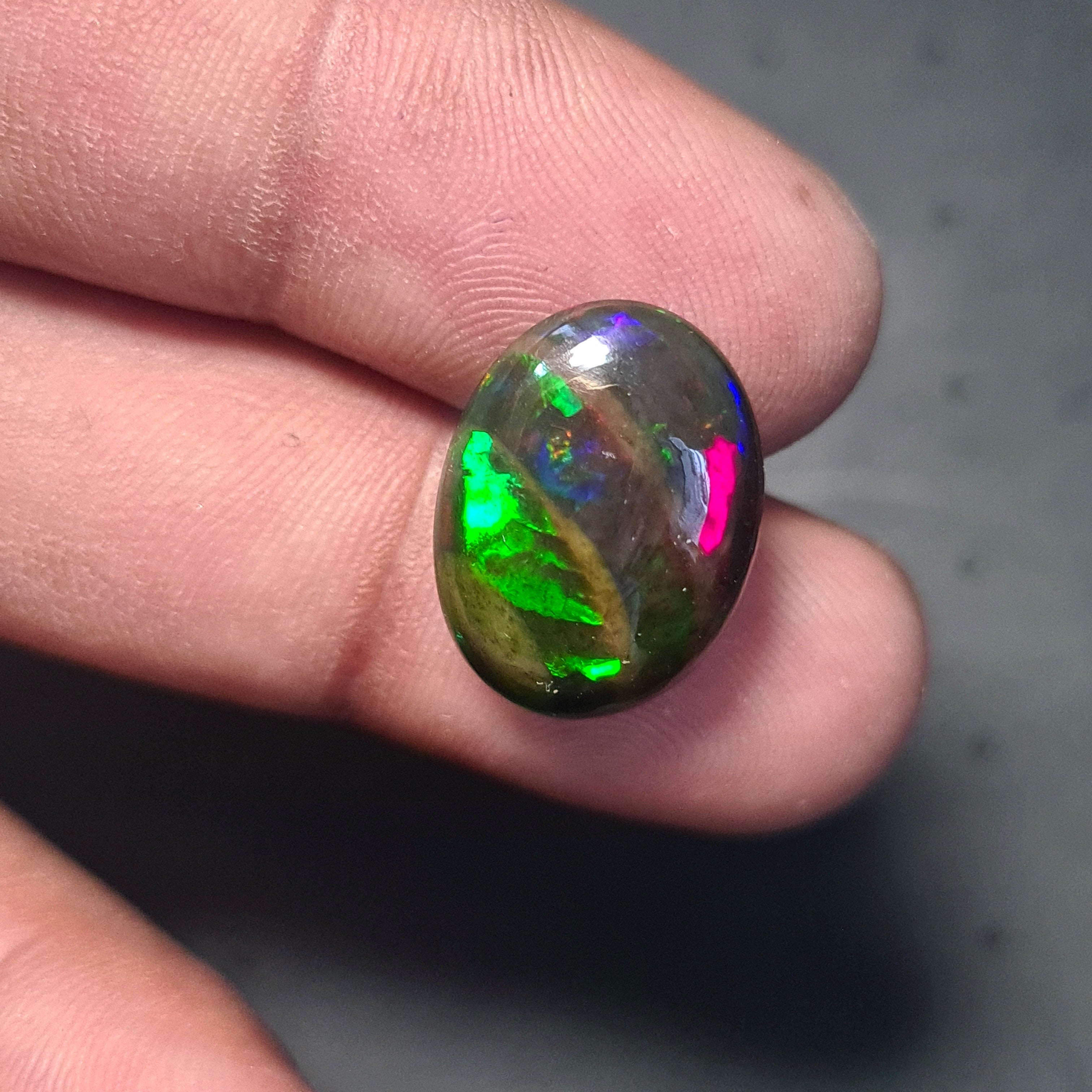 Natural Ethiopian Black Smoked Opal Cabochon| Oval| Size: 17x12mm | 8.1 Cts