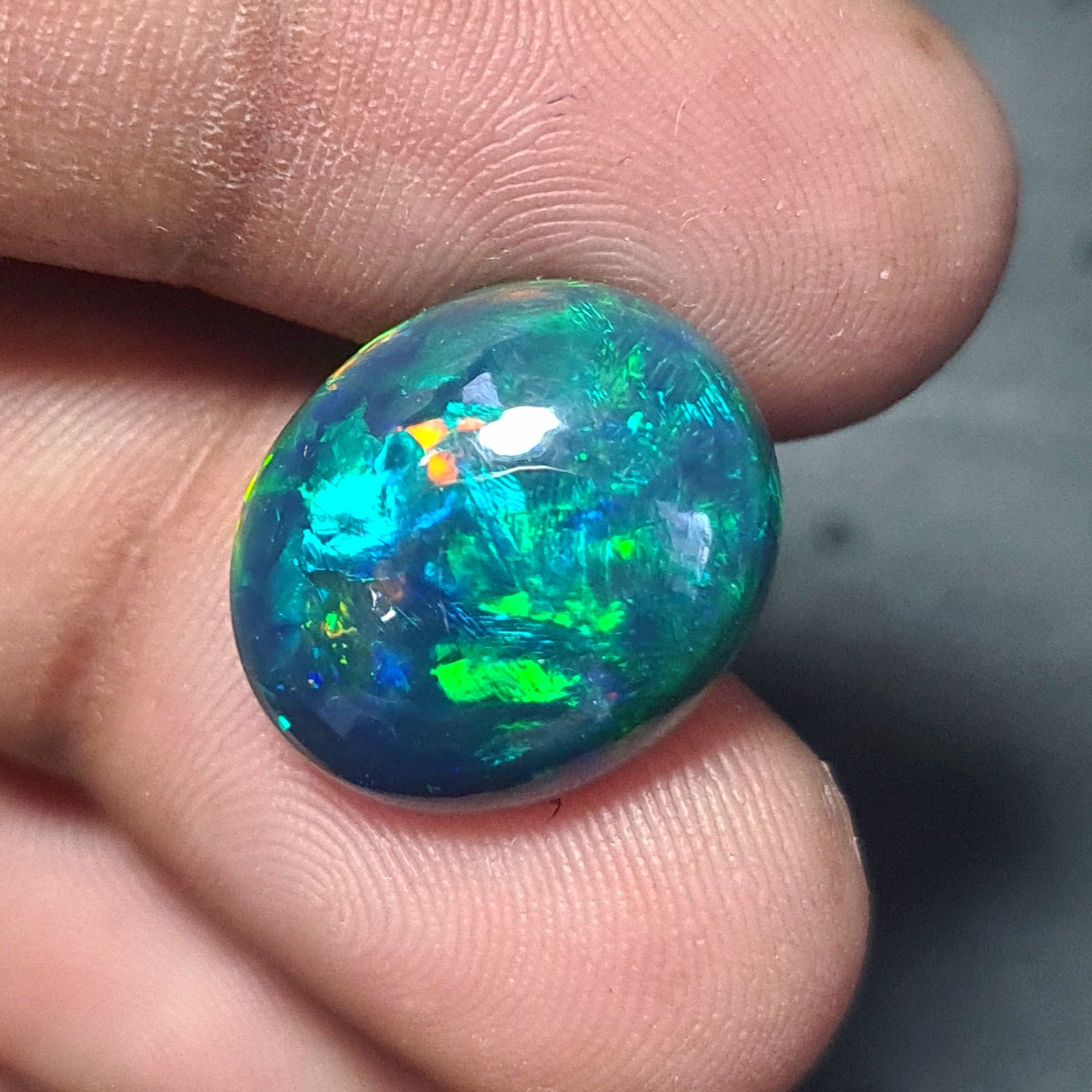 Natural Ethiopian Black Smoked Opal Cabochon| Oval| Size: 16x14mm | 7.3 Cts