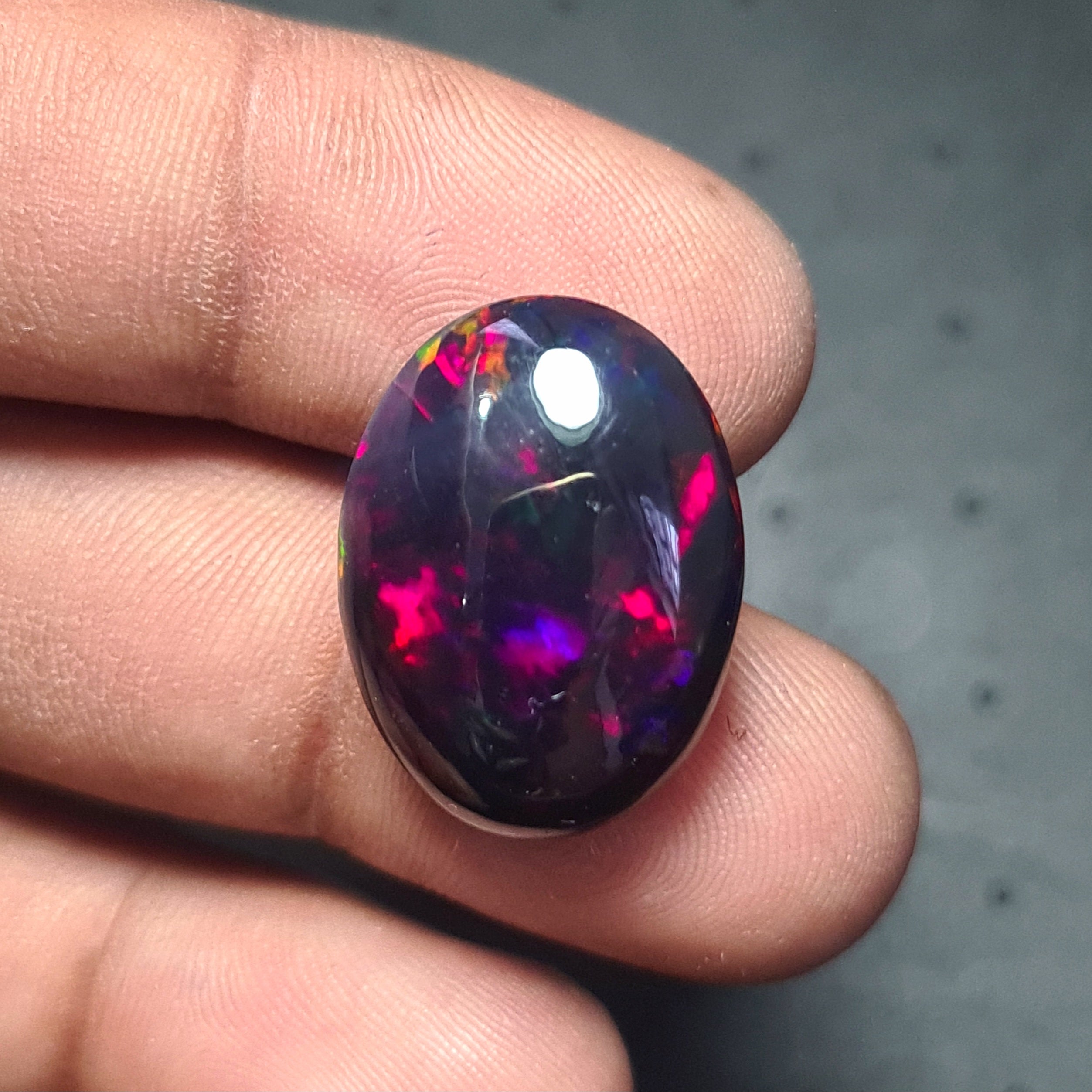 Natural Ethiopian Black Smoked Opal Cabochon| Oval| Size: 21x15mm | 13.2 Cts