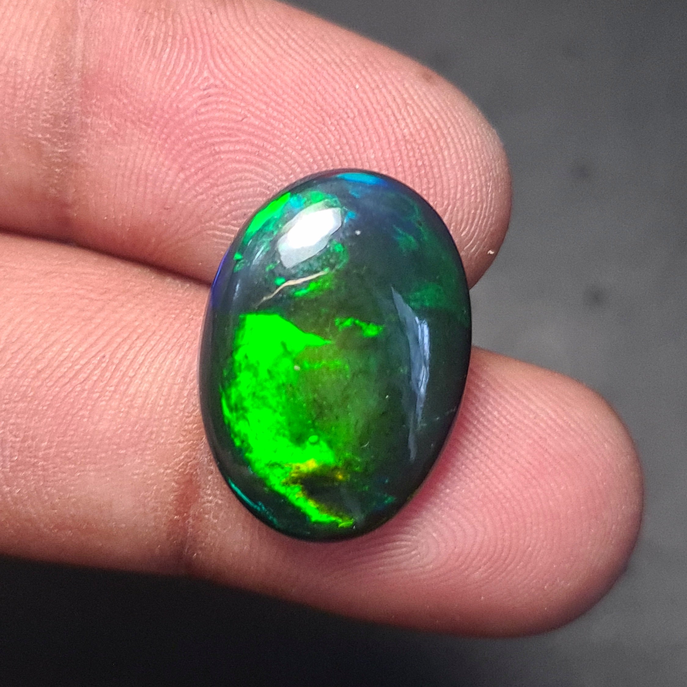 Natural Ethiopian Black Smoked Opal Cabochon| Oval| Size: 19x14mm | 6.6 Cts