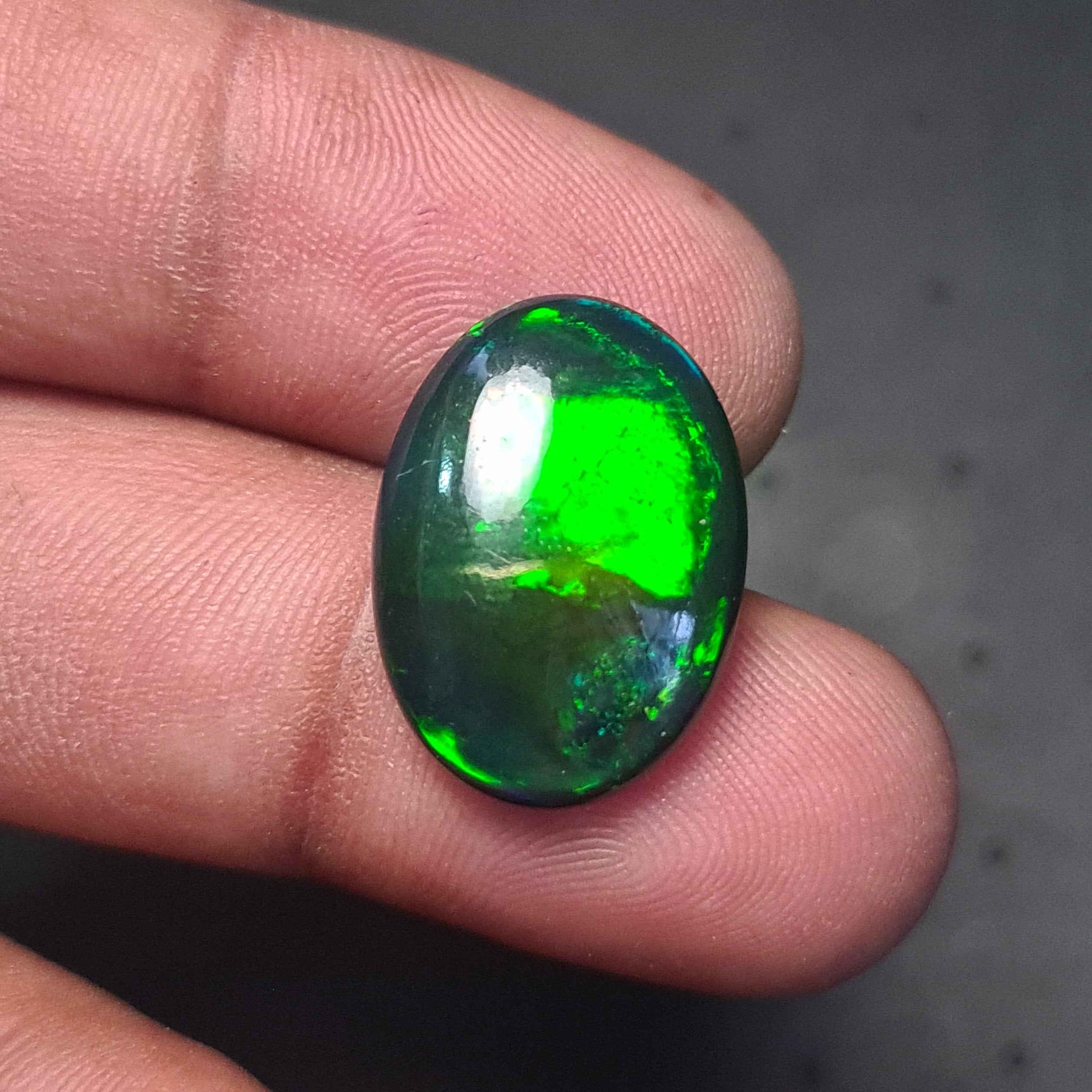 Natural Ethiopian Black Smoked Opal Cabochon| Oval| Size: 19x14mm | 6.6 Cts