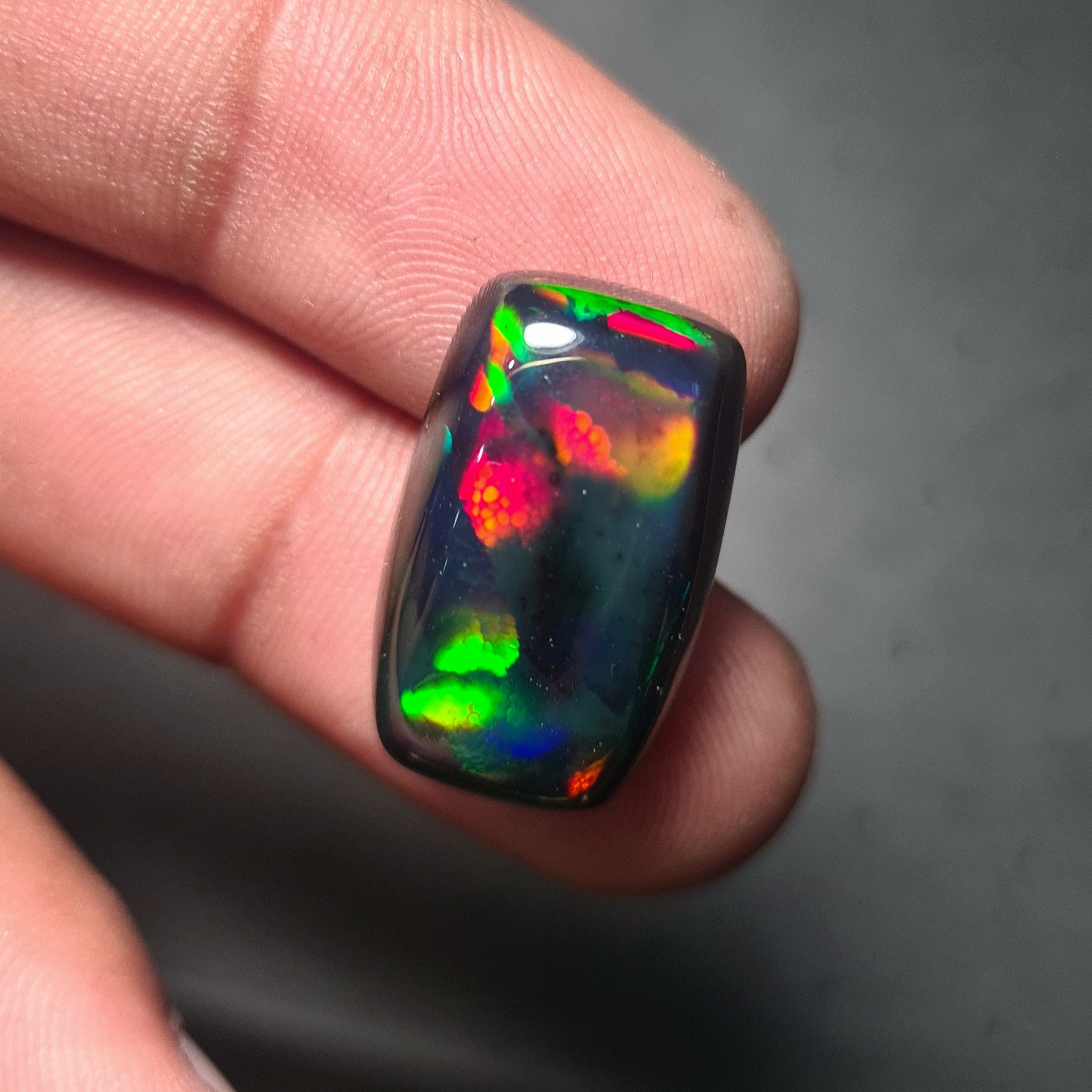 Natural Ethiopian Black Smoked Opal Cabochon| Rectangle| Size: 21x13mm | 12.5 Cts