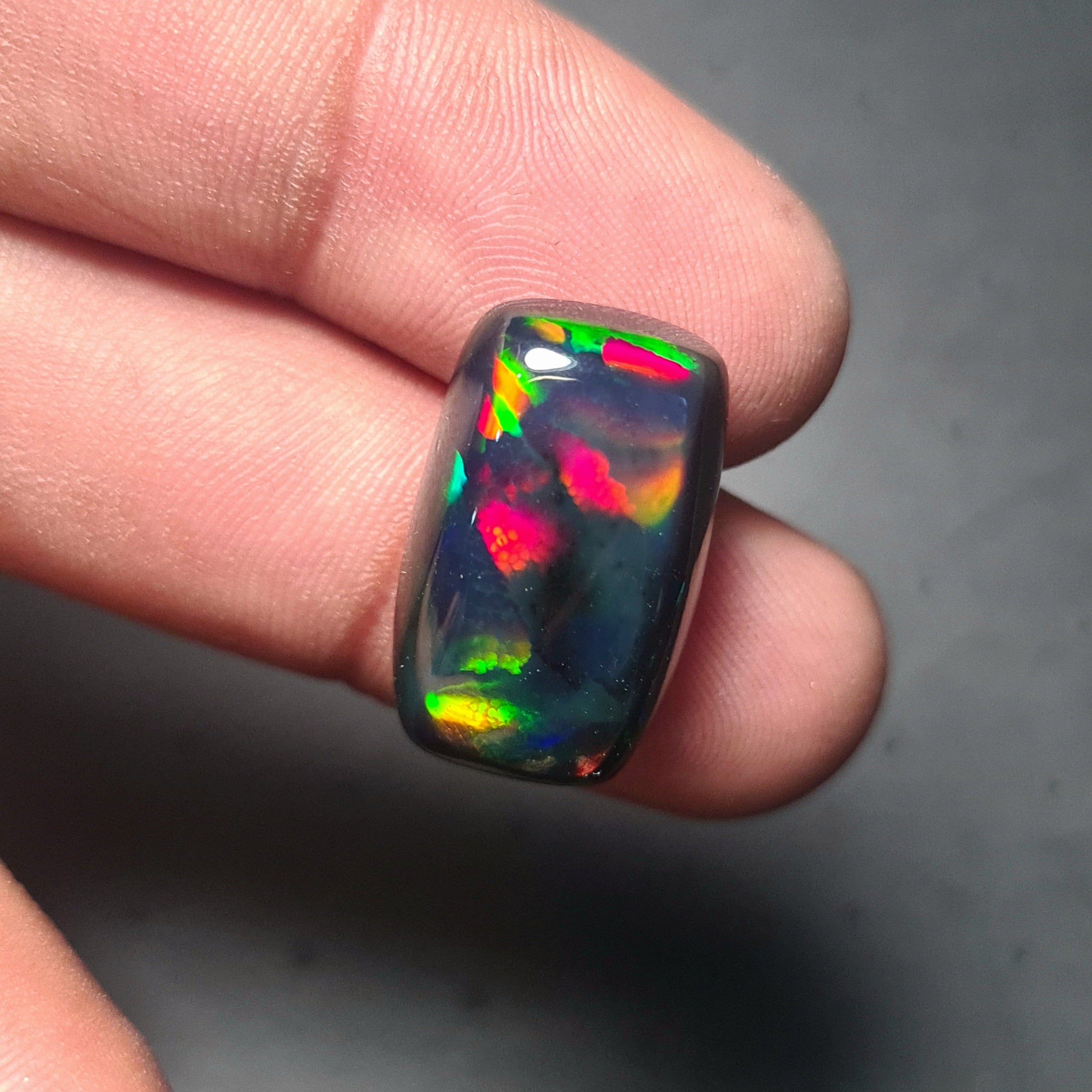 Natural Ethiopian Black Smoked Opal Cabochon| Rectangle| Size: 21x13mm | 12.5 Cts