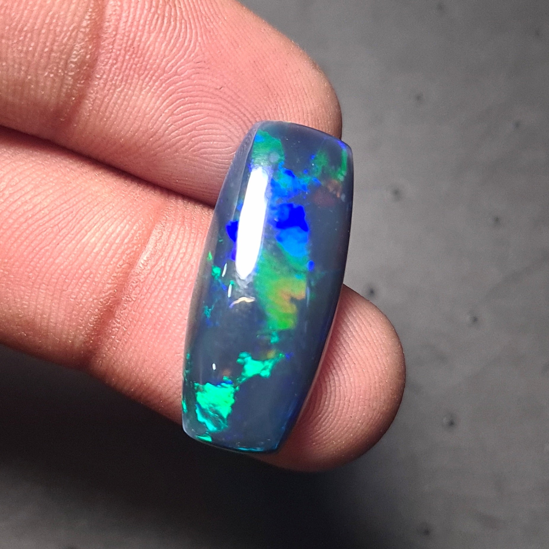 Natural Ethiopian Black Smoked Opal Cabochon| Rectangle| Size: 25x11mm | 8 Cts