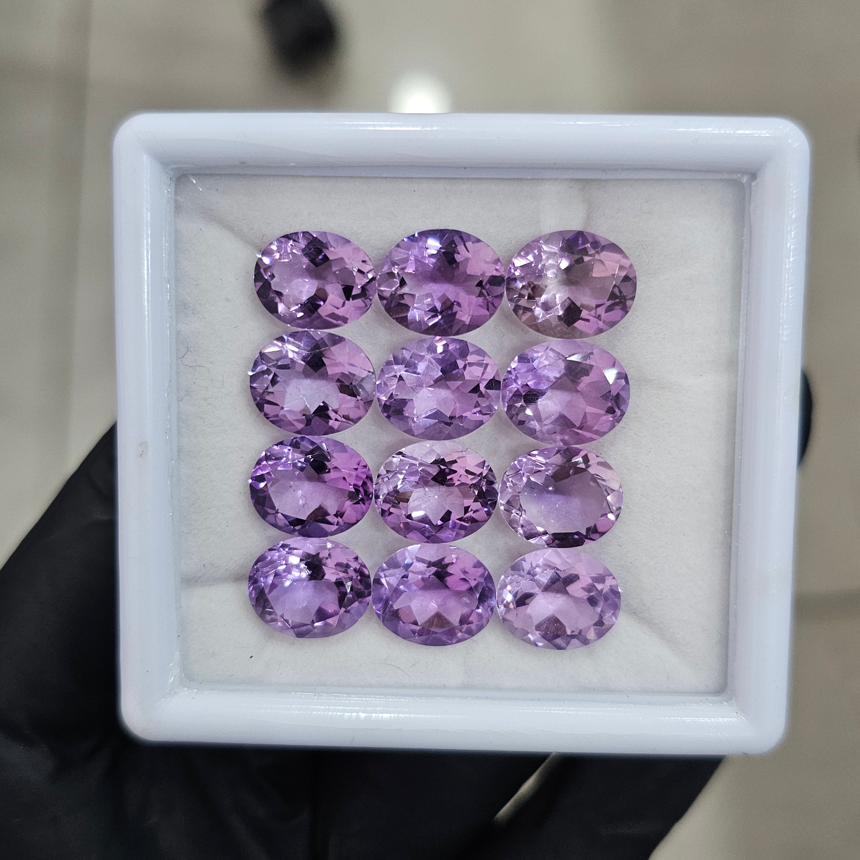 12 Pcs Of Natural Amethyst Faceted | Shape: Oval| Size: 12x10mm