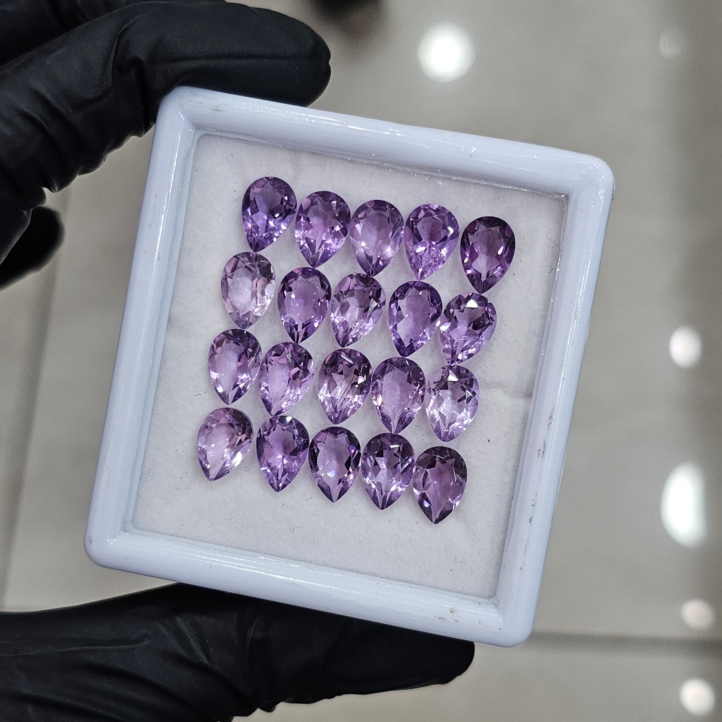 20 Pcs Of Natural Amethyst Faceted | Shape: Pear| Size: 10x7mm