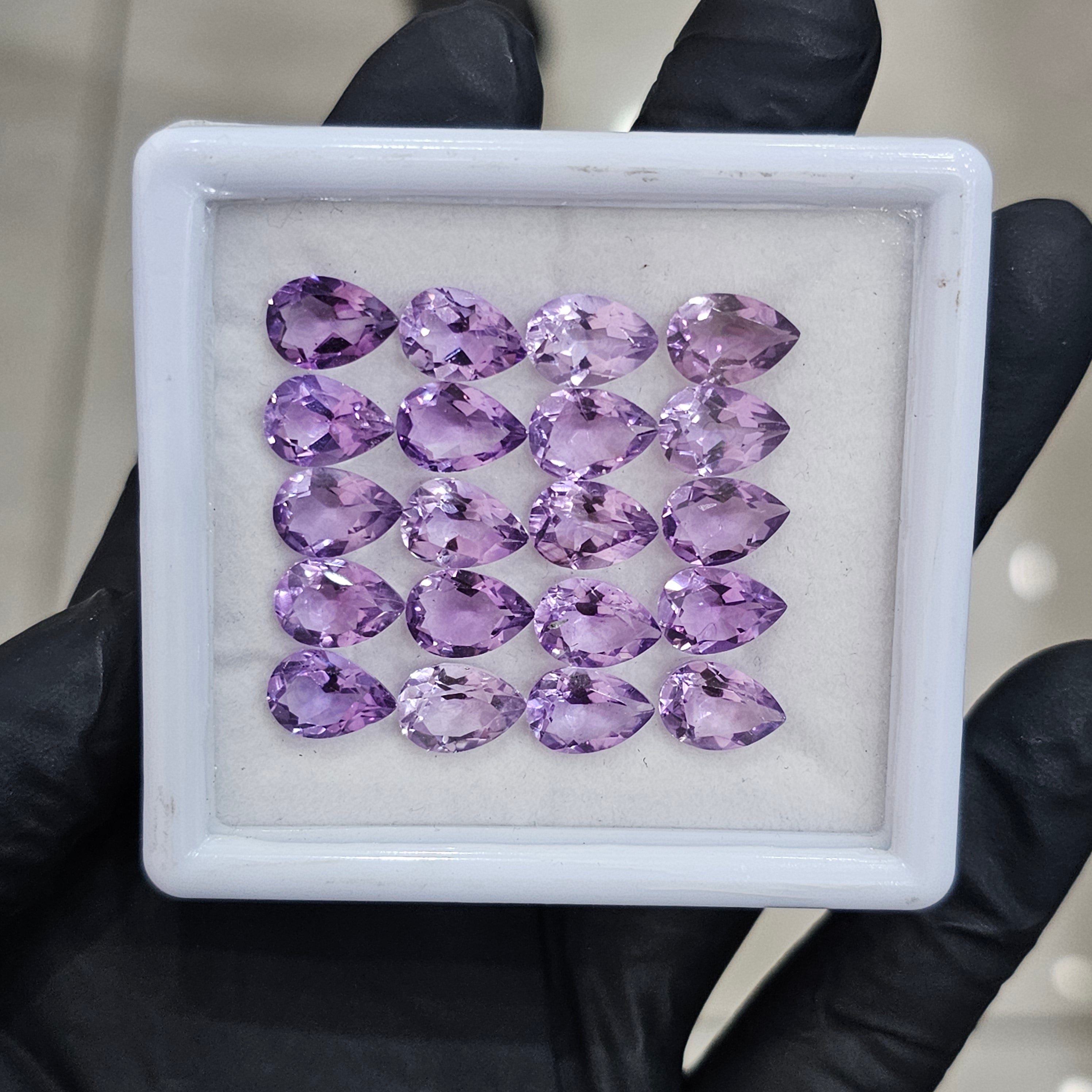 20 Pcs Of Natural Amethyst Faceted | Shape: Pear| Size: 10x7mm