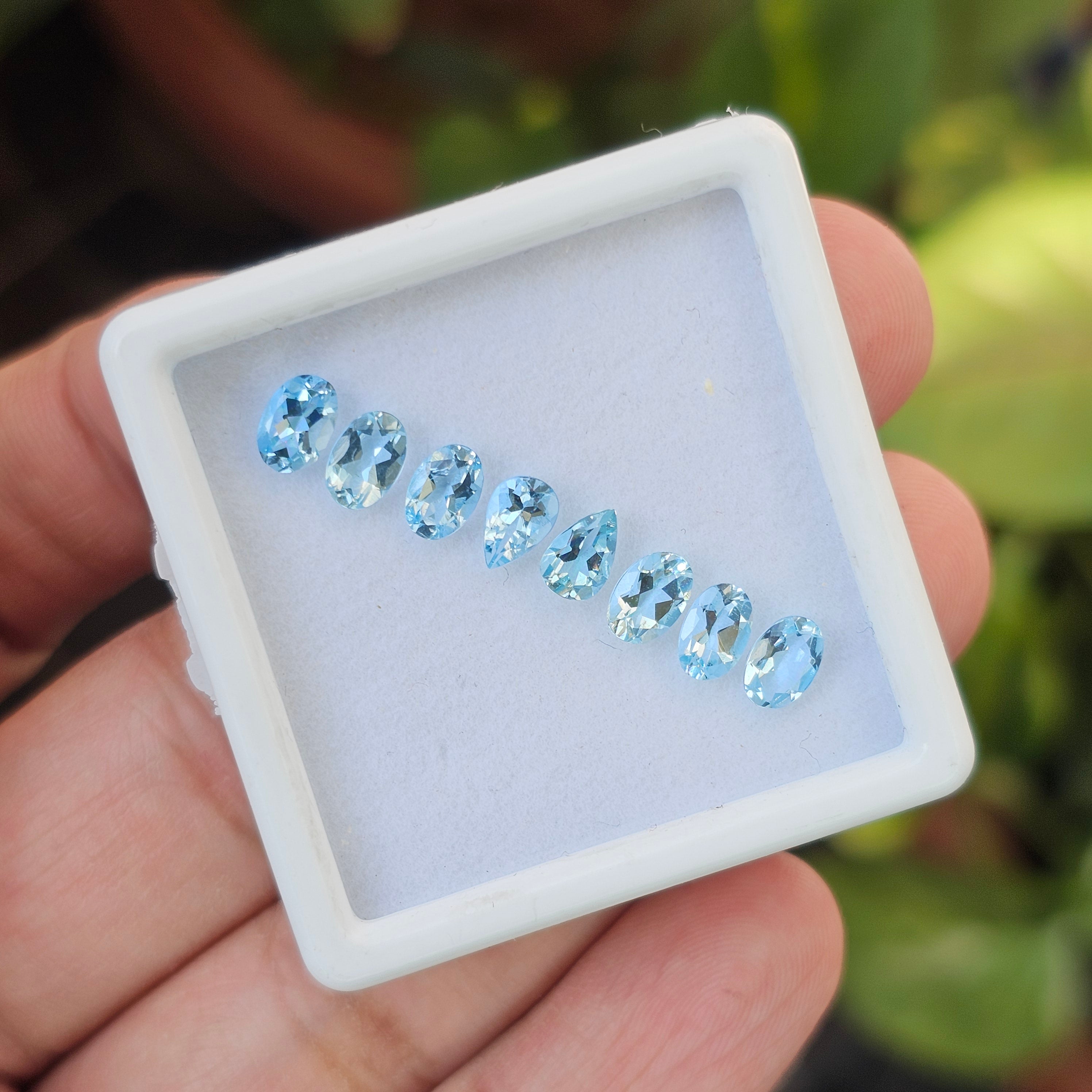 8 Pcs Of Natural Blue Topaz Faceted | Shape: Mix | Size: 6x4mm