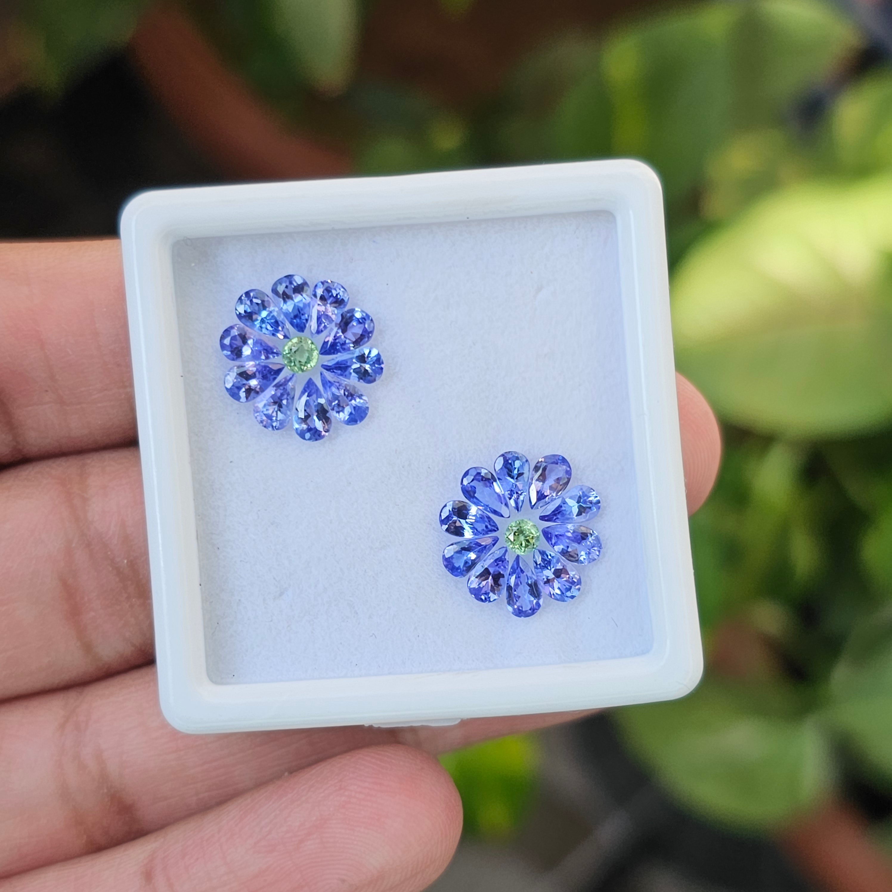 22 Pcs Of Natural Tanzanite & Peridot Faceted | Shape: Mix | Size: 3-5mm