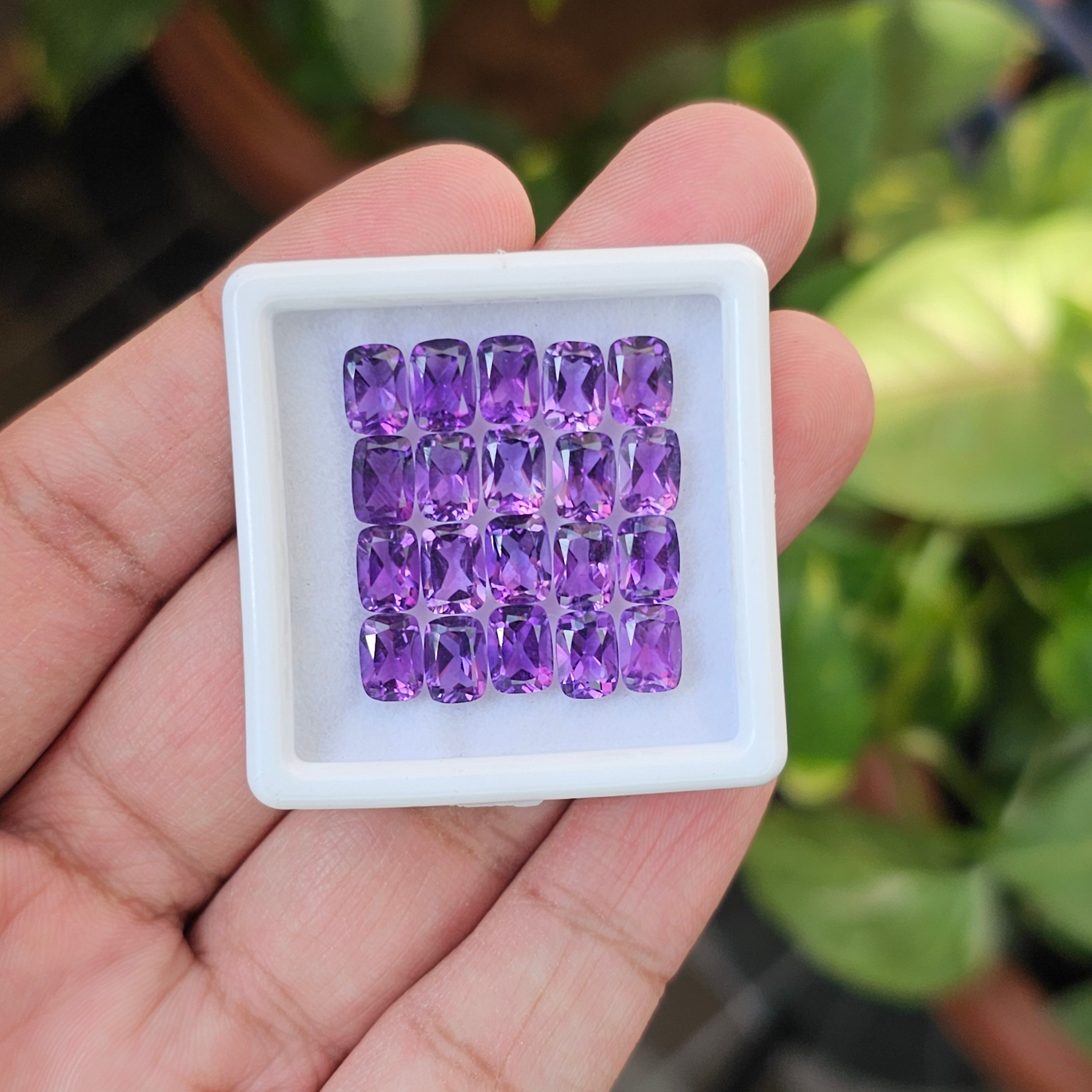 20 Pcs Of Natural Amethyst Faceted | Shape: Rectangle | Size: 7x5mm