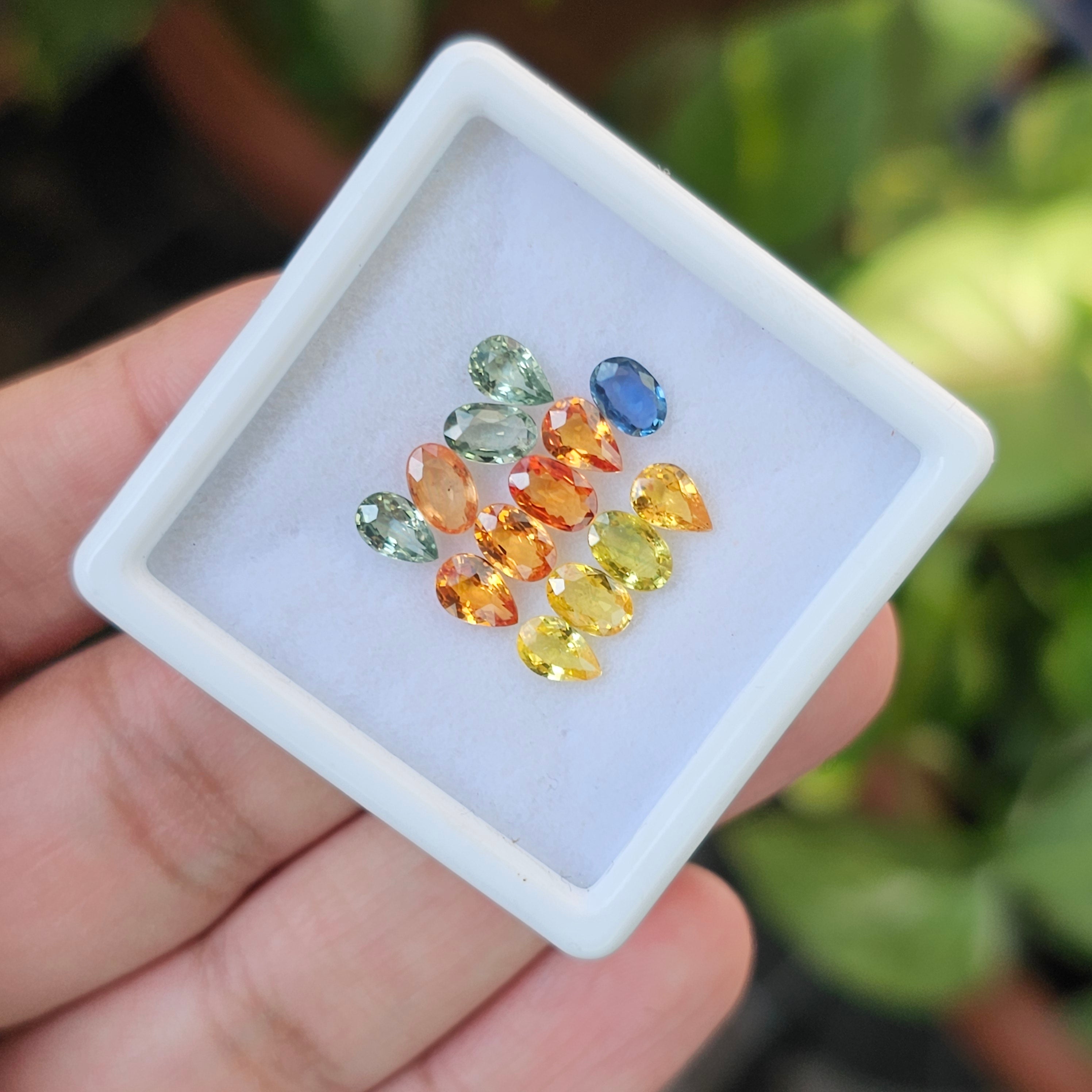 13 Pcs Of Natural Multi Sapphire Faceted | Shape: Mix | Size: 6x4mm