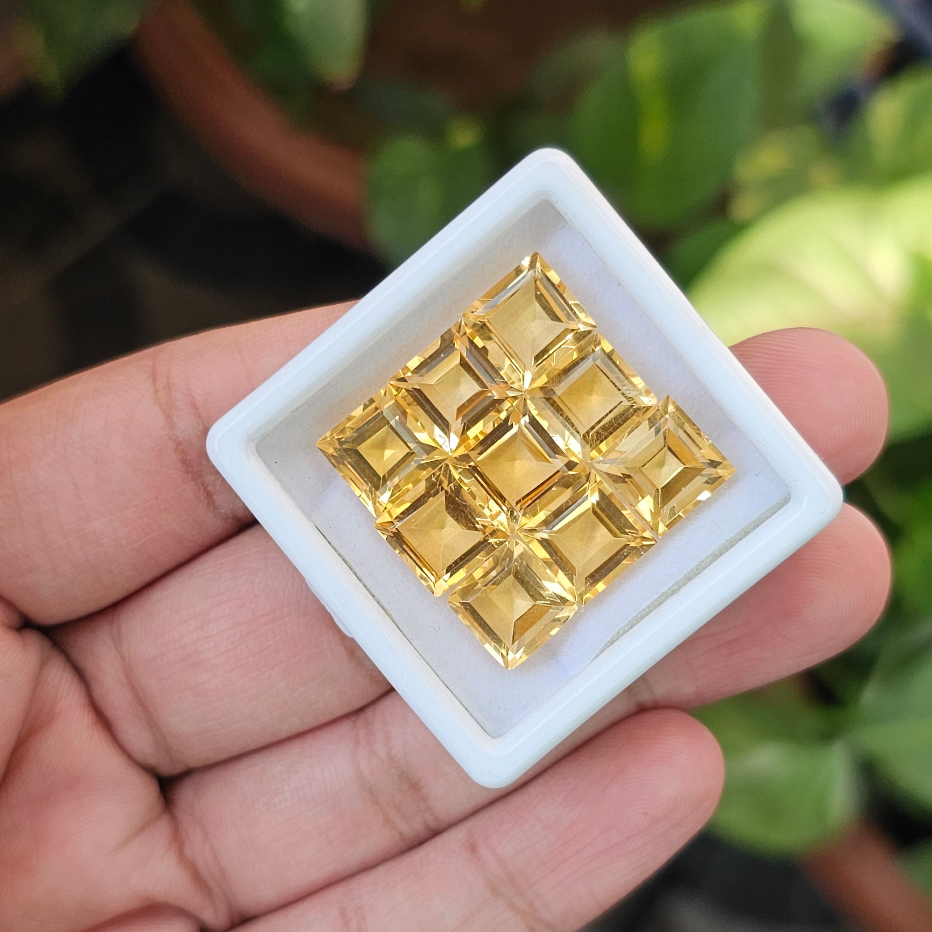 9 Pcs Of Natural Citrine Faceted | Shape: Square | Size: 9mm