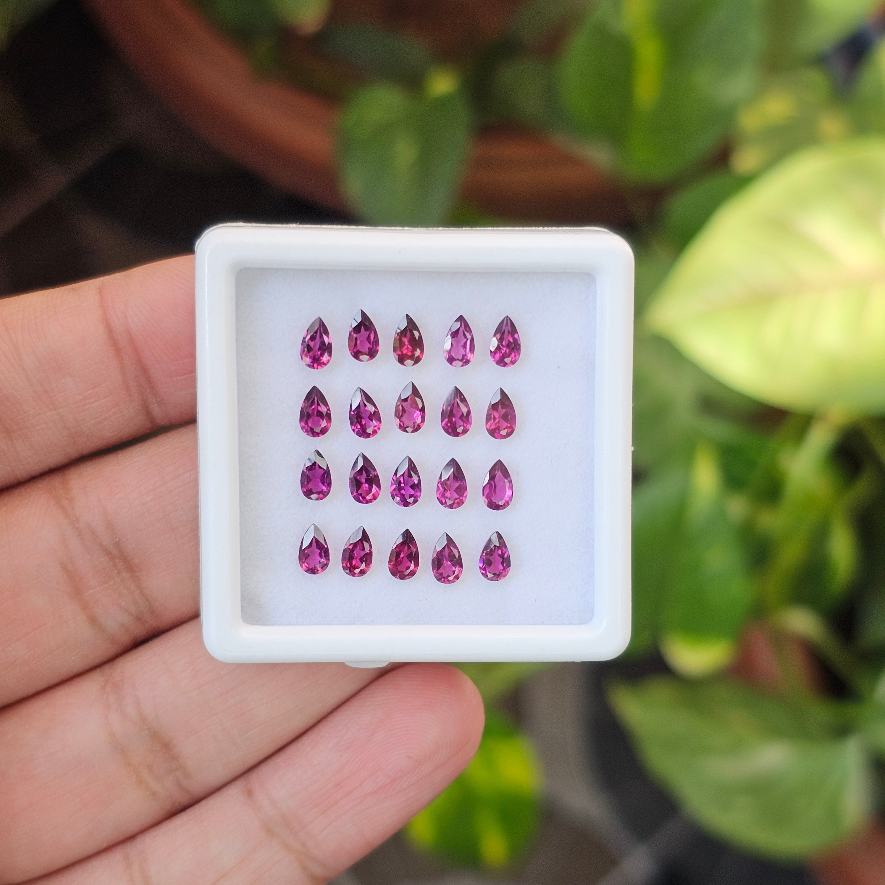 20 Pcs Of Natural Rhodolite Garnet Faceted | Shape: Pear | Size: 5x3mm