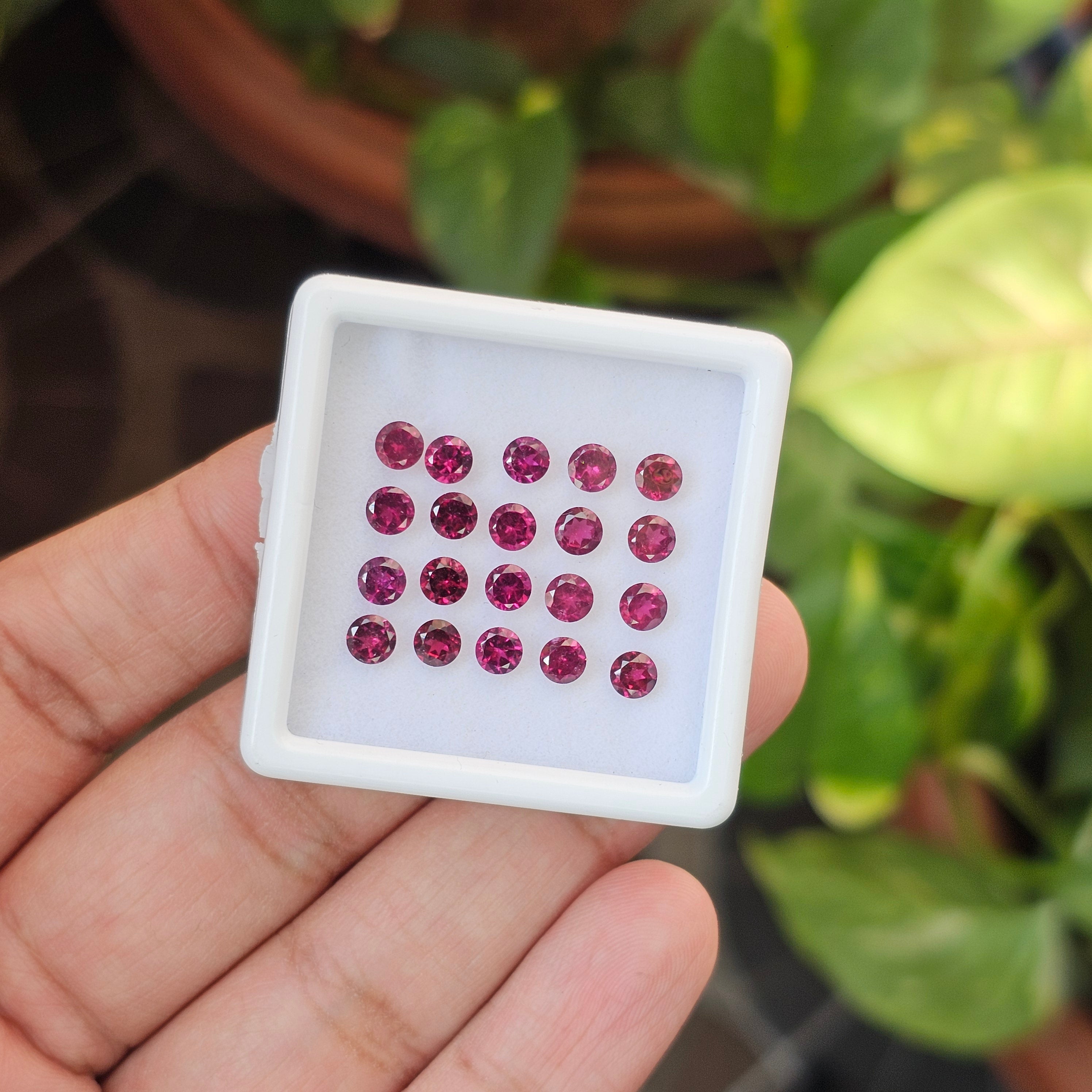 20 Pcs Of Natural Rhodolite Garnet Faceted | Shape: Round| Size: 4mm