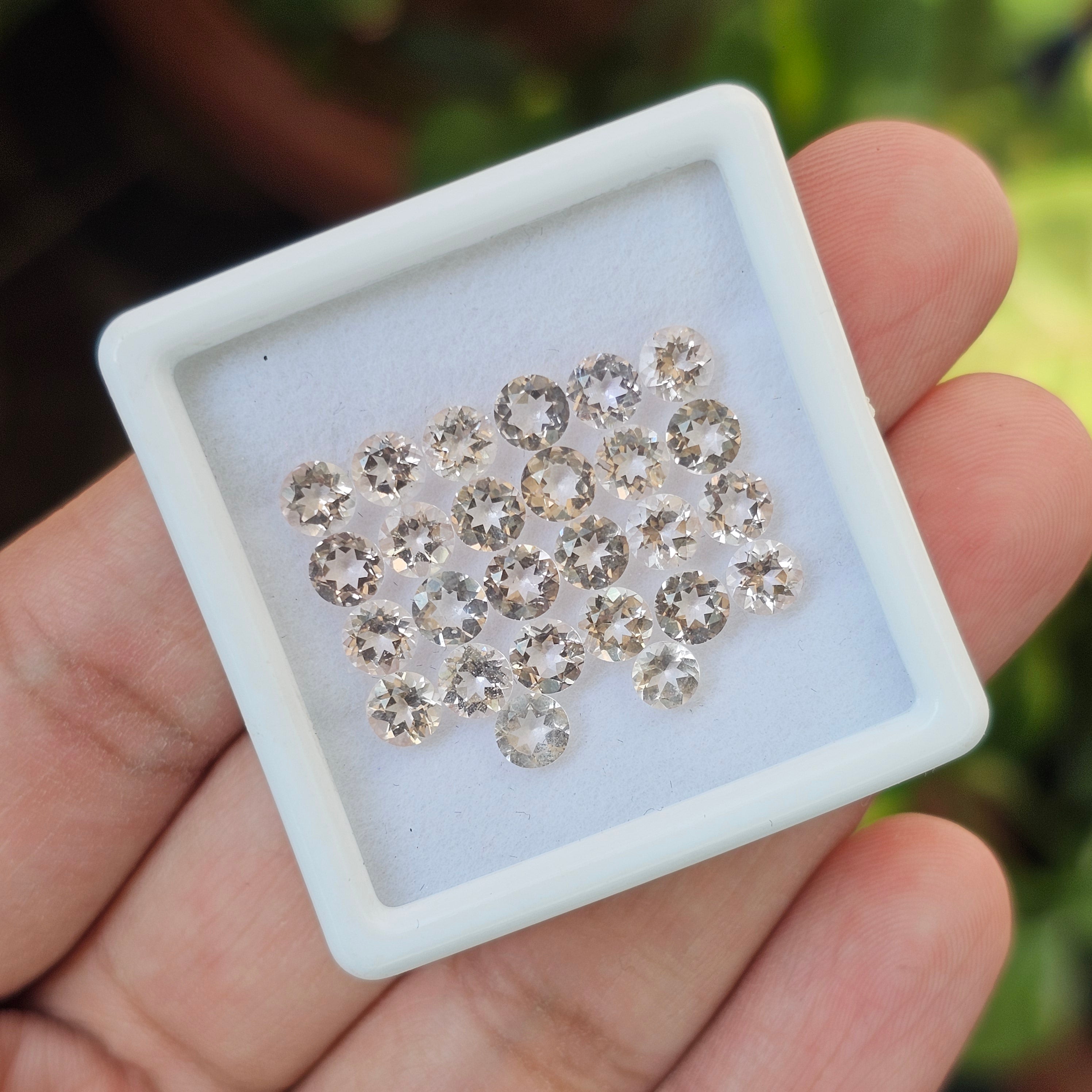 26 Pcs Of Natural Peach Morganite Faceted | Shape: Round | Size: 5mm