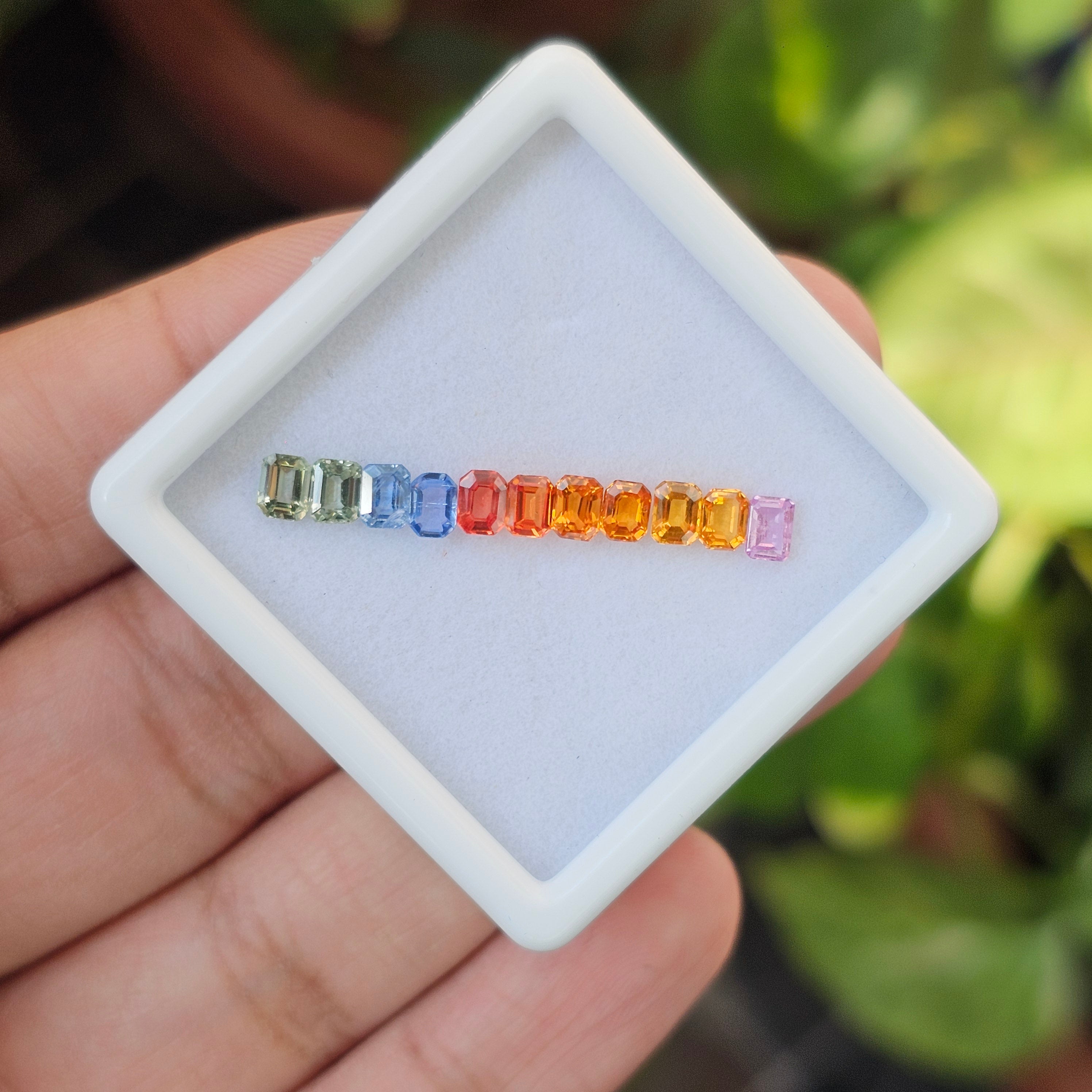 11 Pcs Of Natural Multi Sapphire Faceted | Shape: Rectangle | Size: 4x3mm