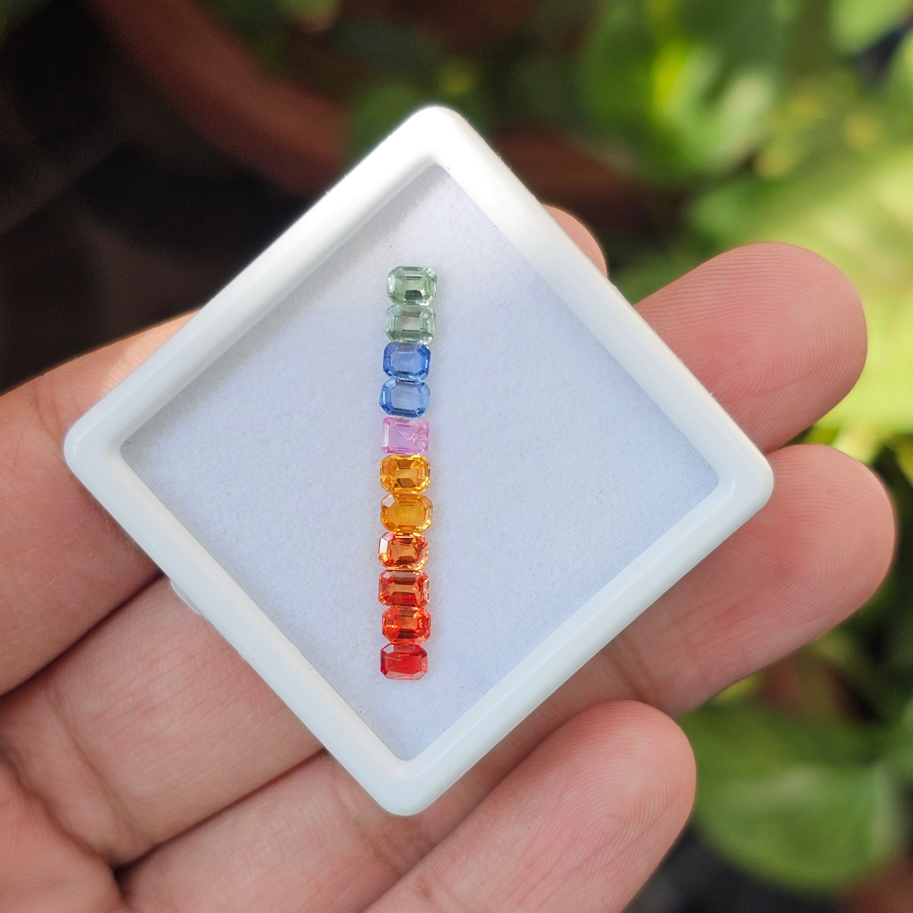 11 Pcs Of Natural Multi Sapphire Faceted | Shape:  Rectangle | Size: 4x3mm