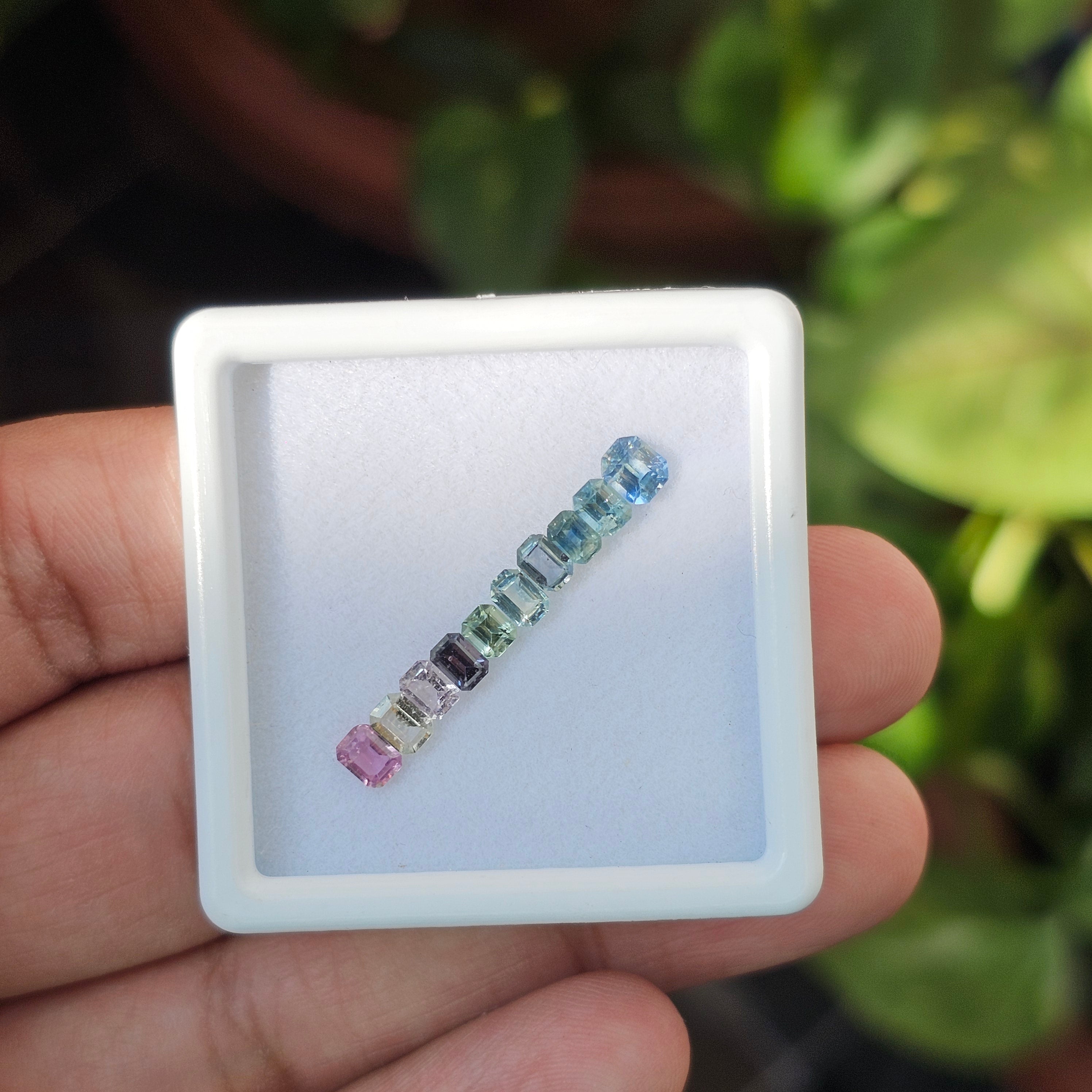 10 Pcs Of Natural Unheated Multi Sapphire Faceted | Shape:  Rectangle | Size: 4x3mm