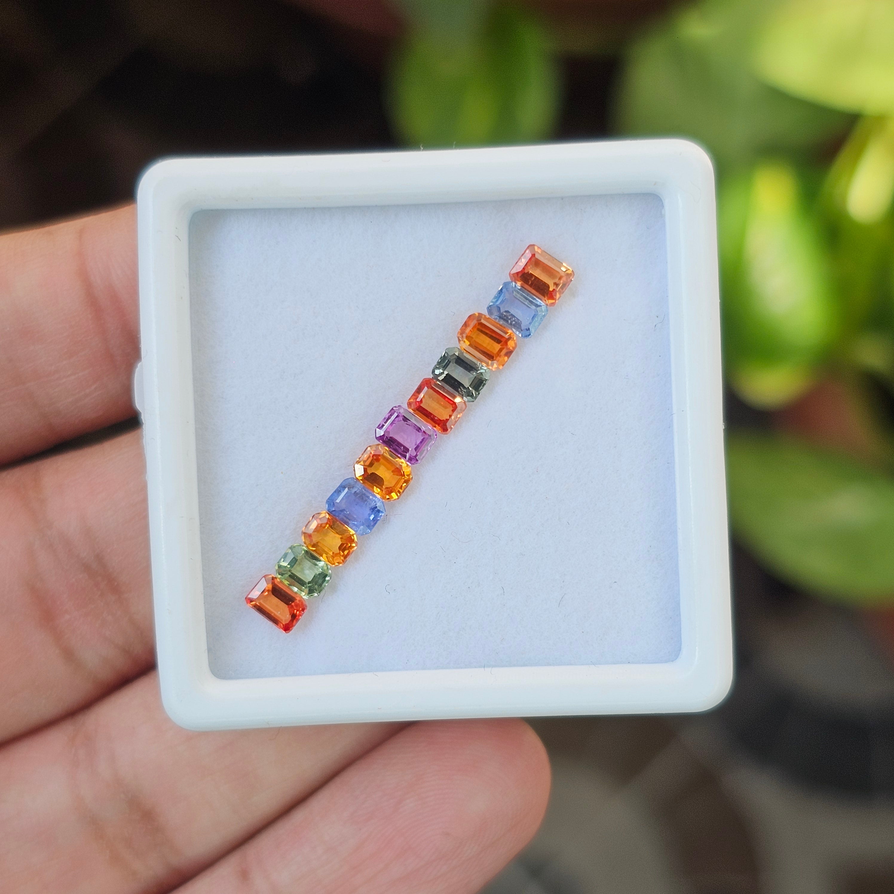 11 Pcs Of Natural Multi Sapphire Faceted | Shape:  Rectangle | Size: 4x3mm