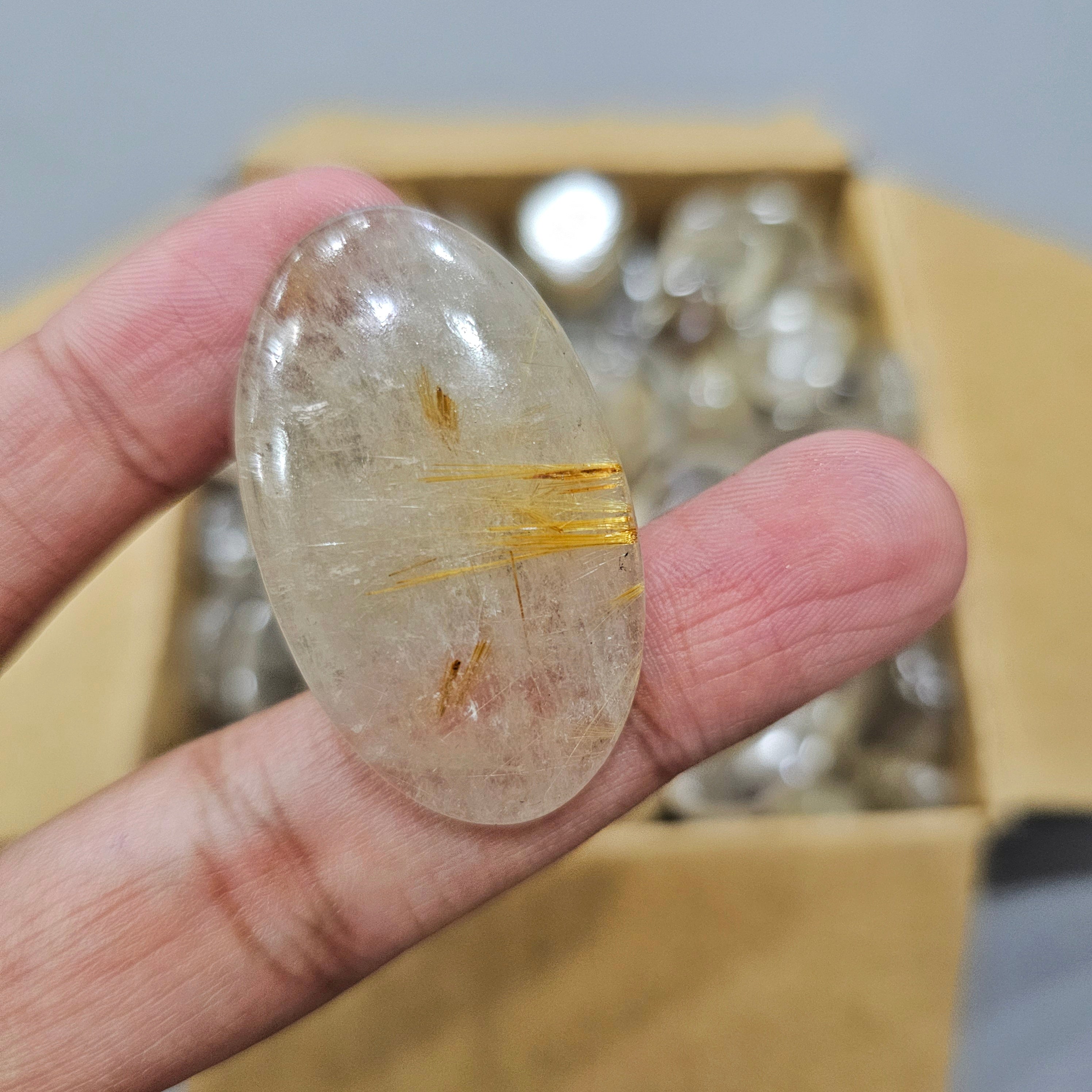 Wholesale 1Kg of Rutile Quartz Cabochon Mix Shape |  Gold and Copper