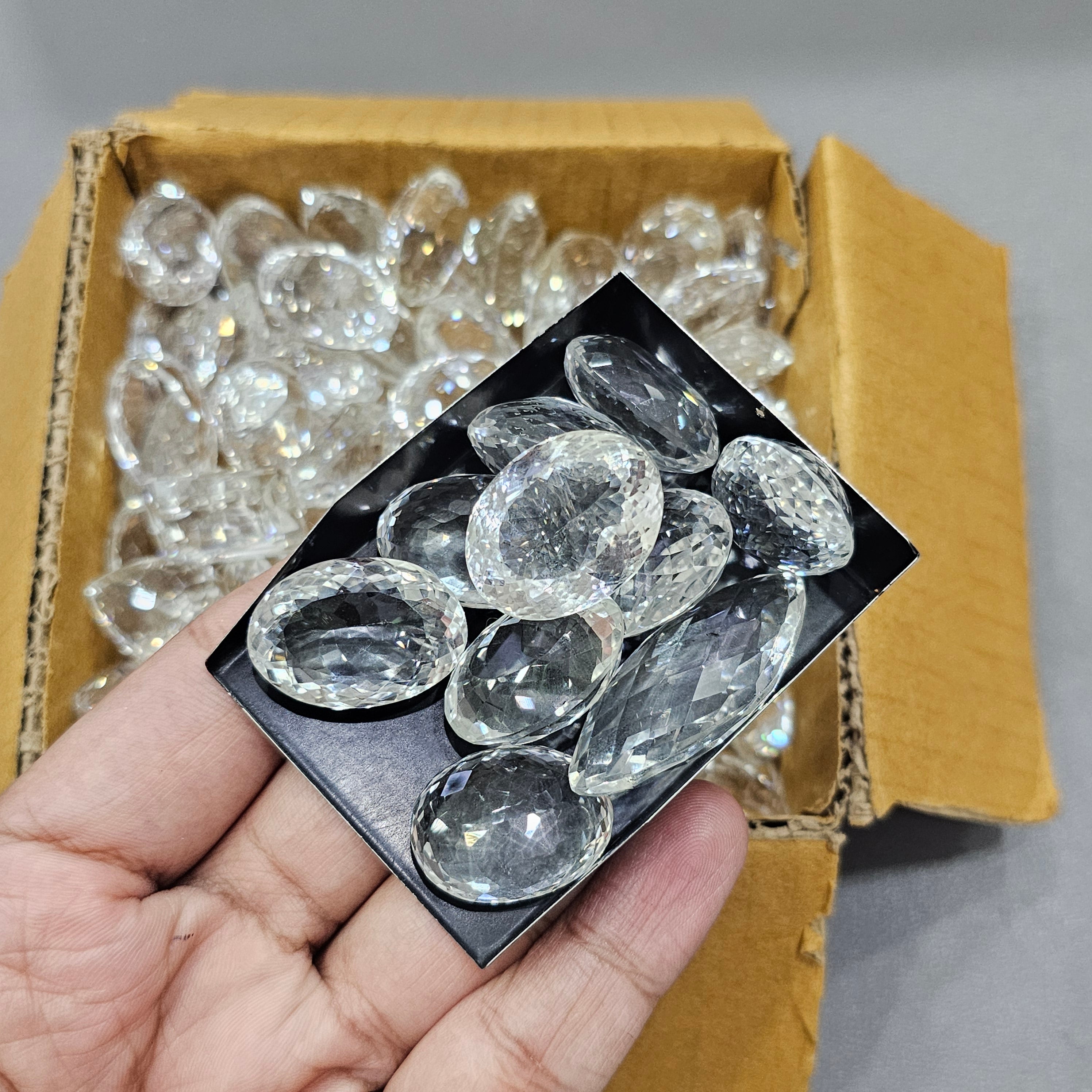 100 Grams if Fine White Clear Quartz from Sri Lanka | Faceted eye clean |16-30mm