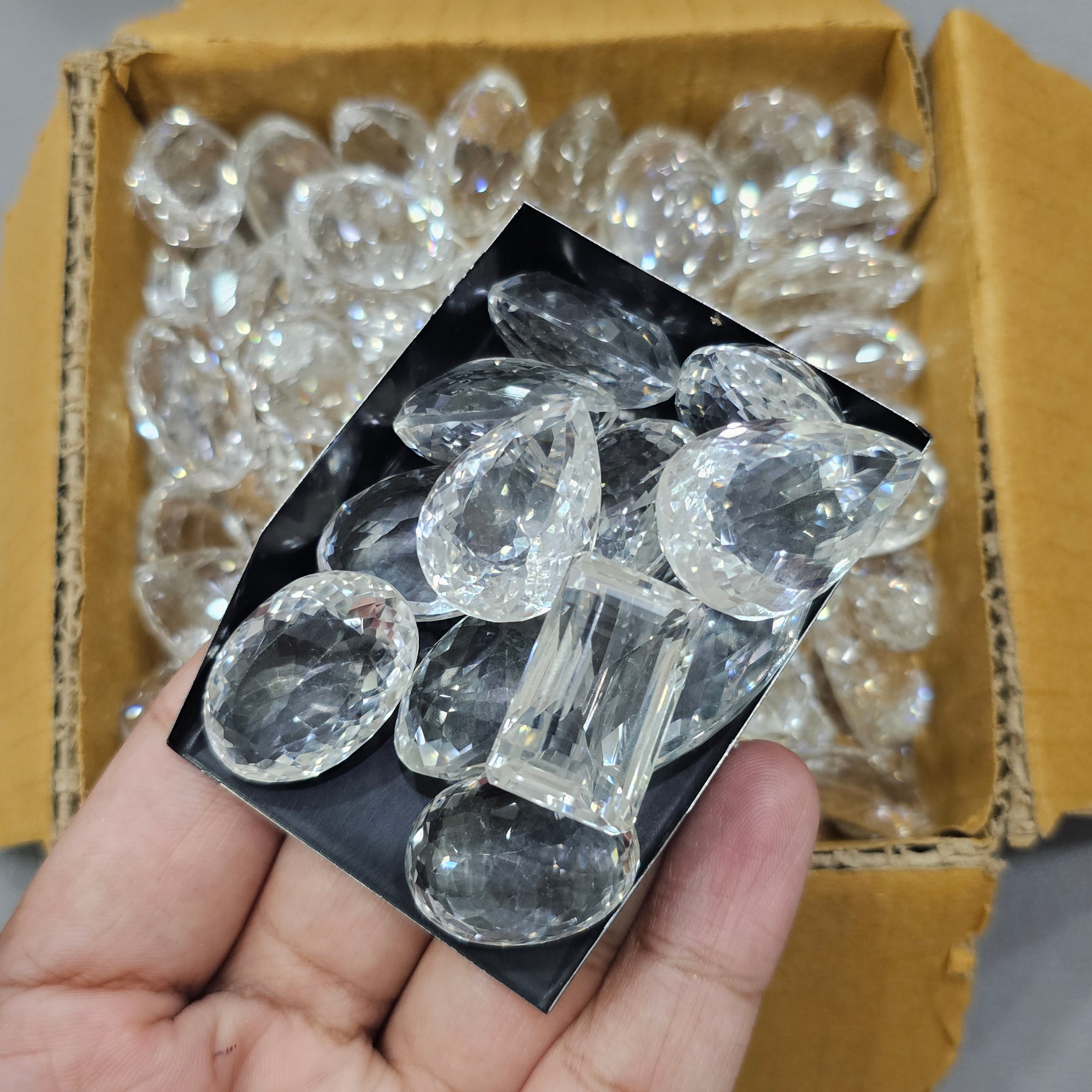 100 Grams if Fine White Clear Quartz from Sri Lanka | Faceted eye clean |16-30mm