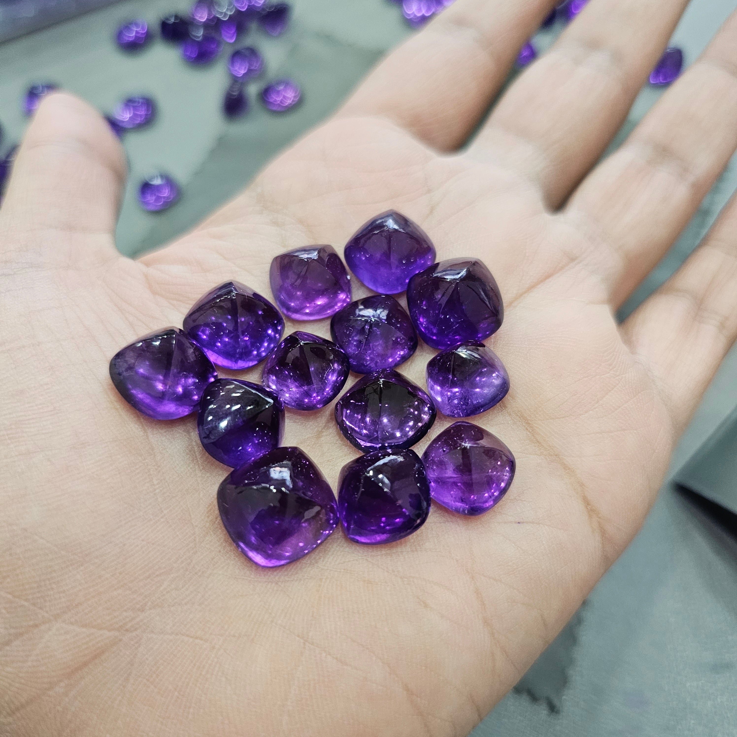 5 Pcs of Amethyst Sugarloafs | 10-14mm deep colour - The LabradoriteKing