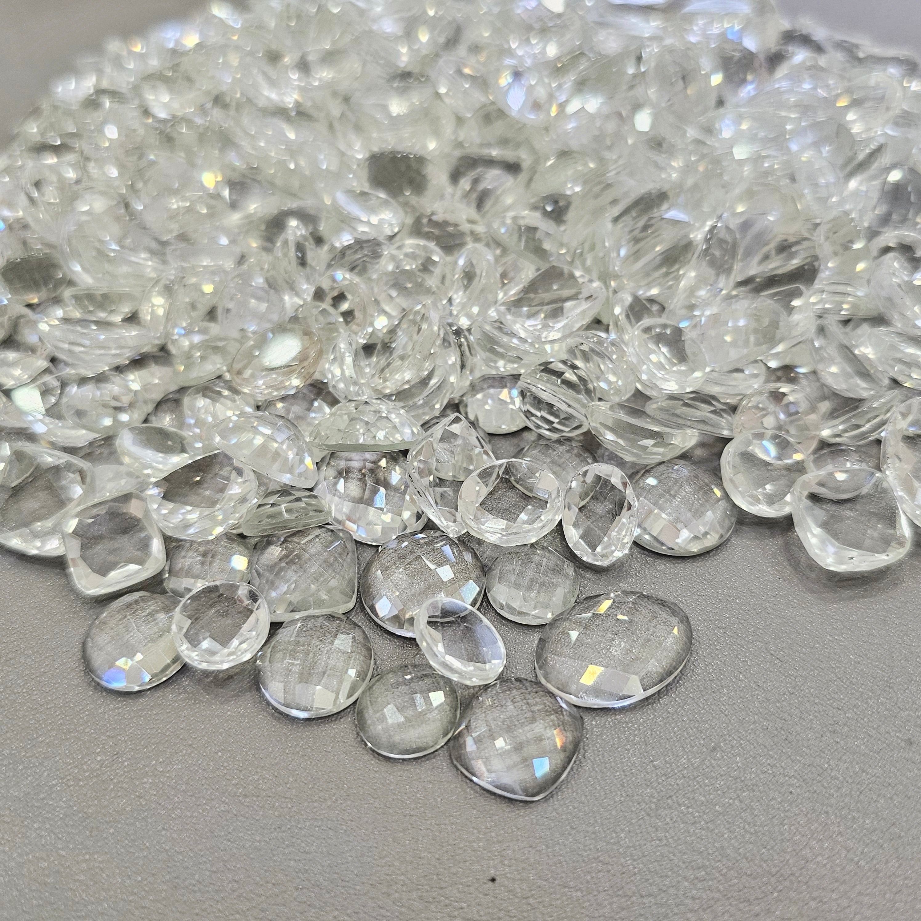 1000 Carats of Clear quartz checkercut (Flat backs)