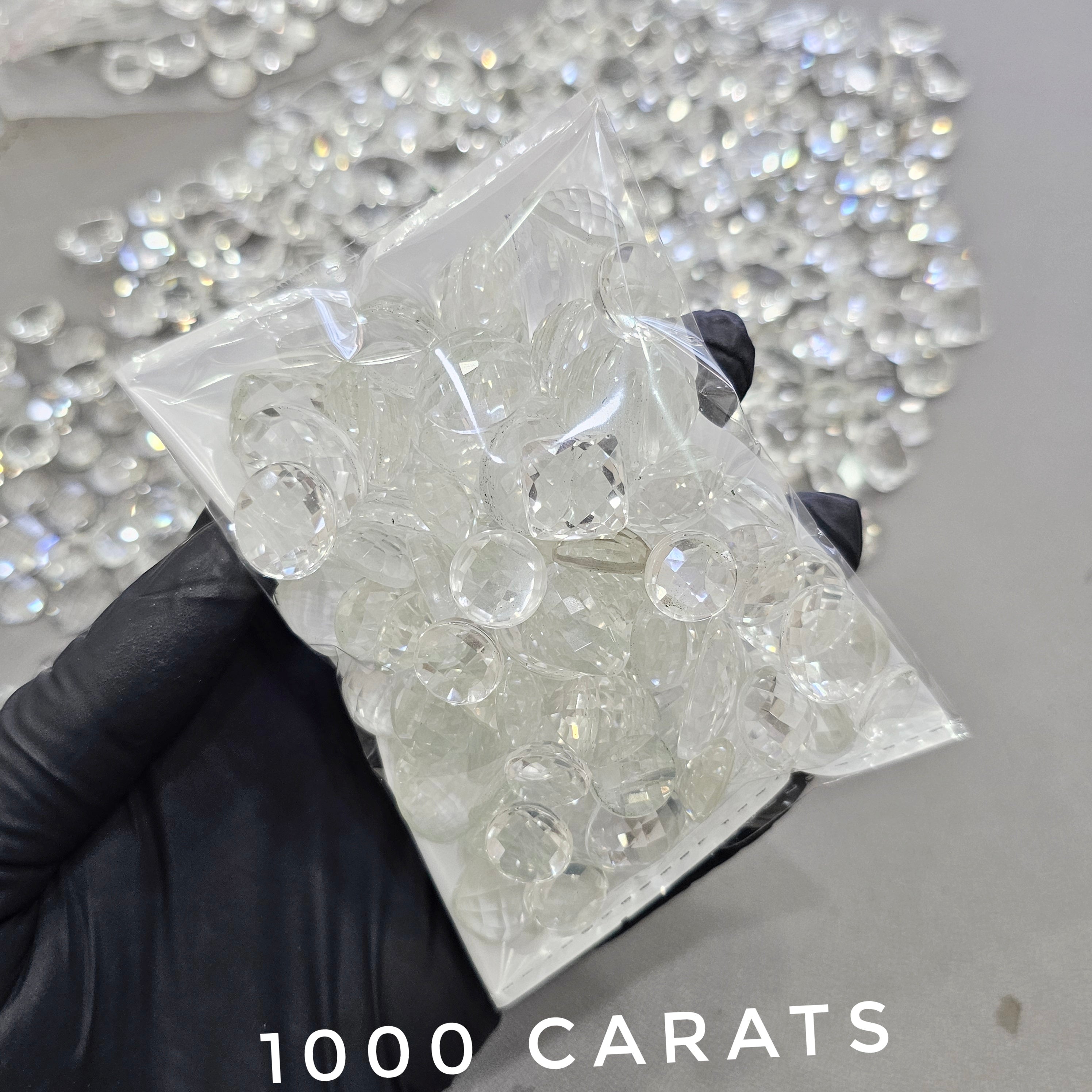 1000 Carats of Clear quartz checkercut (Flat backs)