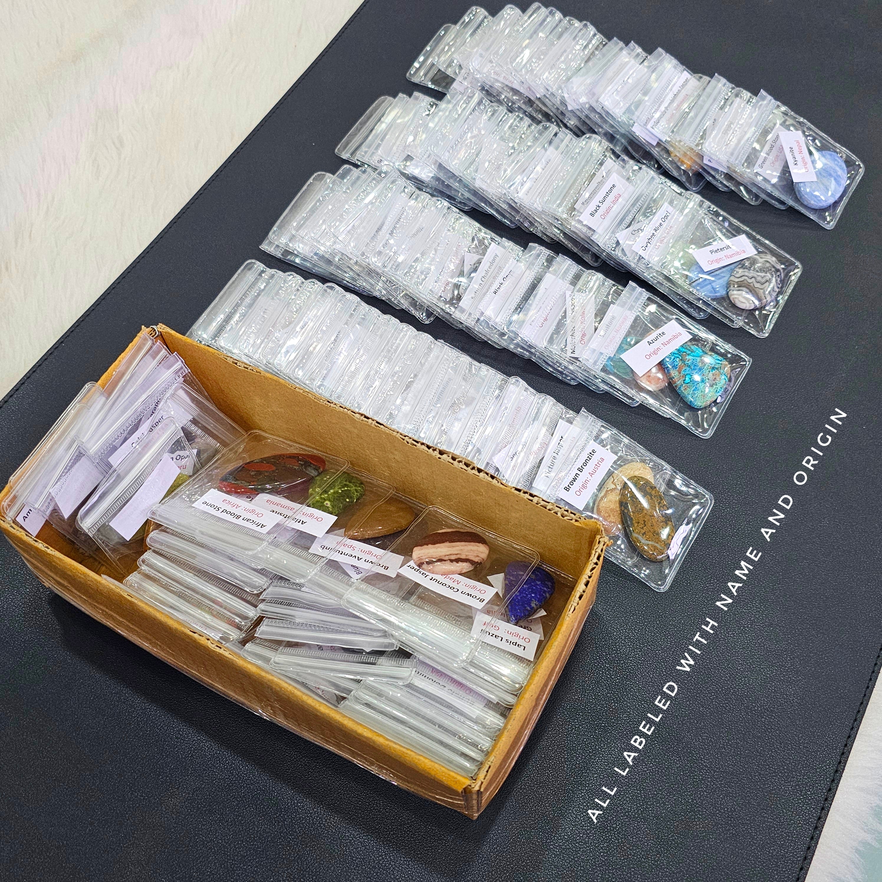 Ultimate 100 Pcs Cabochons box | 100 Unique Gemstones Labeled with origins