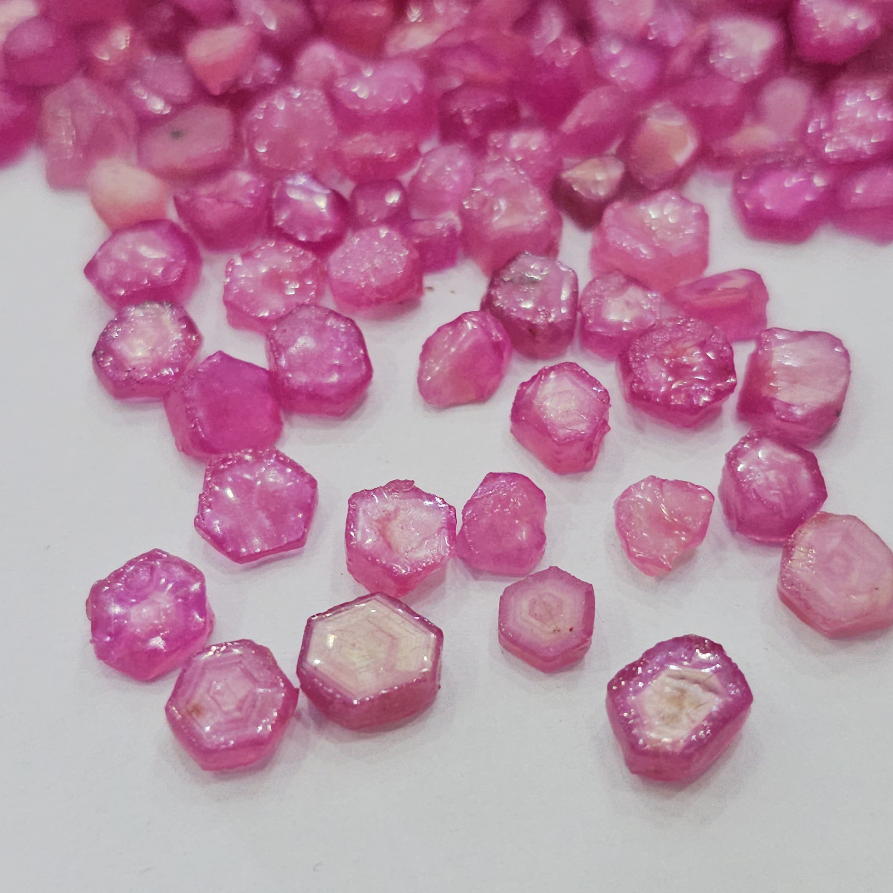 20 Pcs of Raw Trapiche Pink Natural Ruby | 6mm to 8mm slices | Comes with certificate
