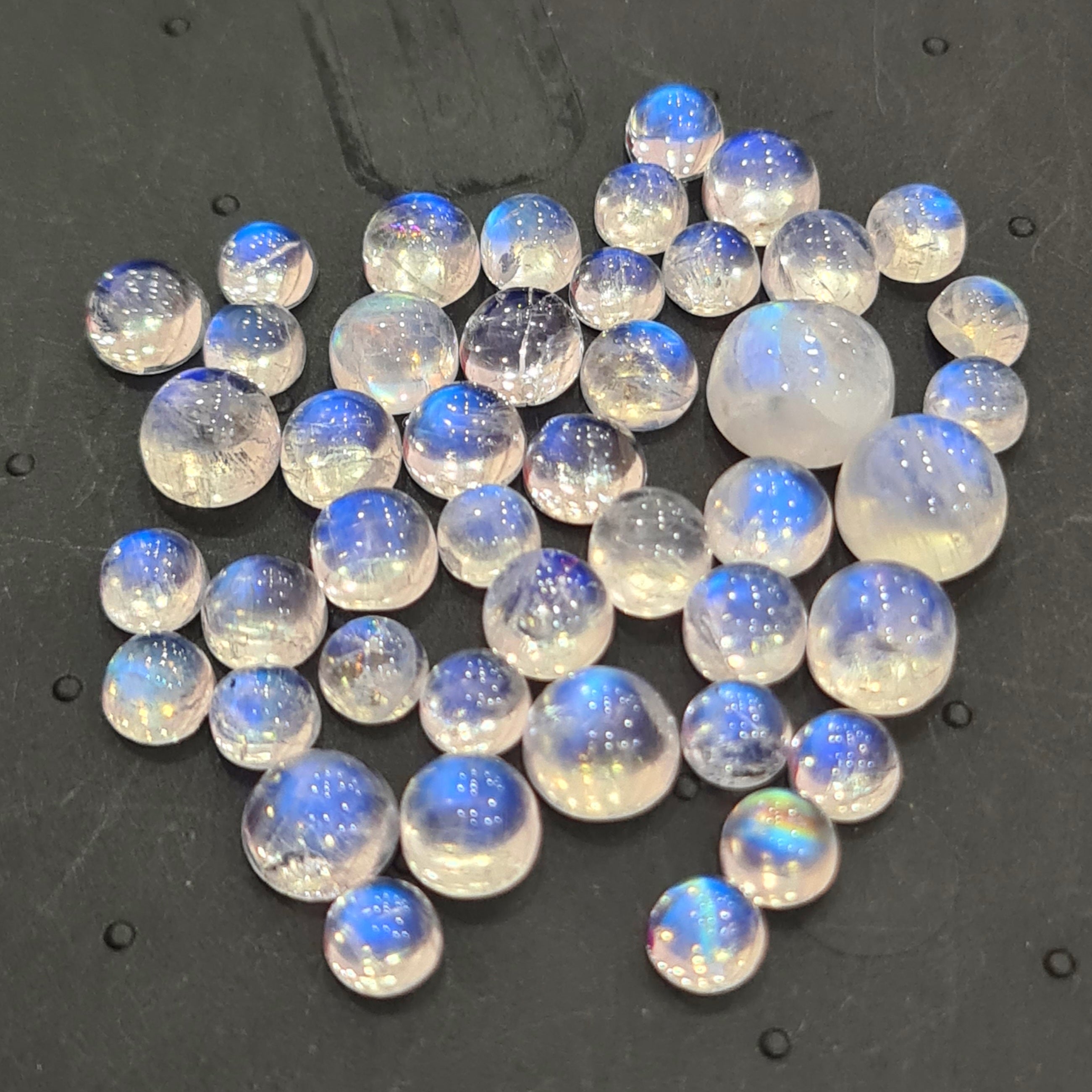 44 Pcs Natural Moonstone Cabochon | Round | Size: 5-9mm