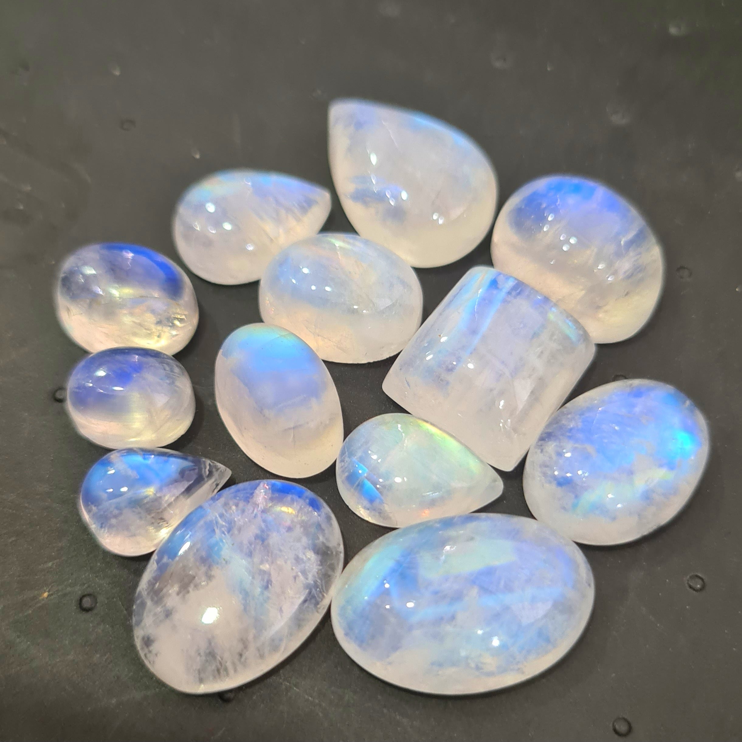 13 Pcs Natural Moonstone Cabochon | Mix Shape | Size: 10-20mm