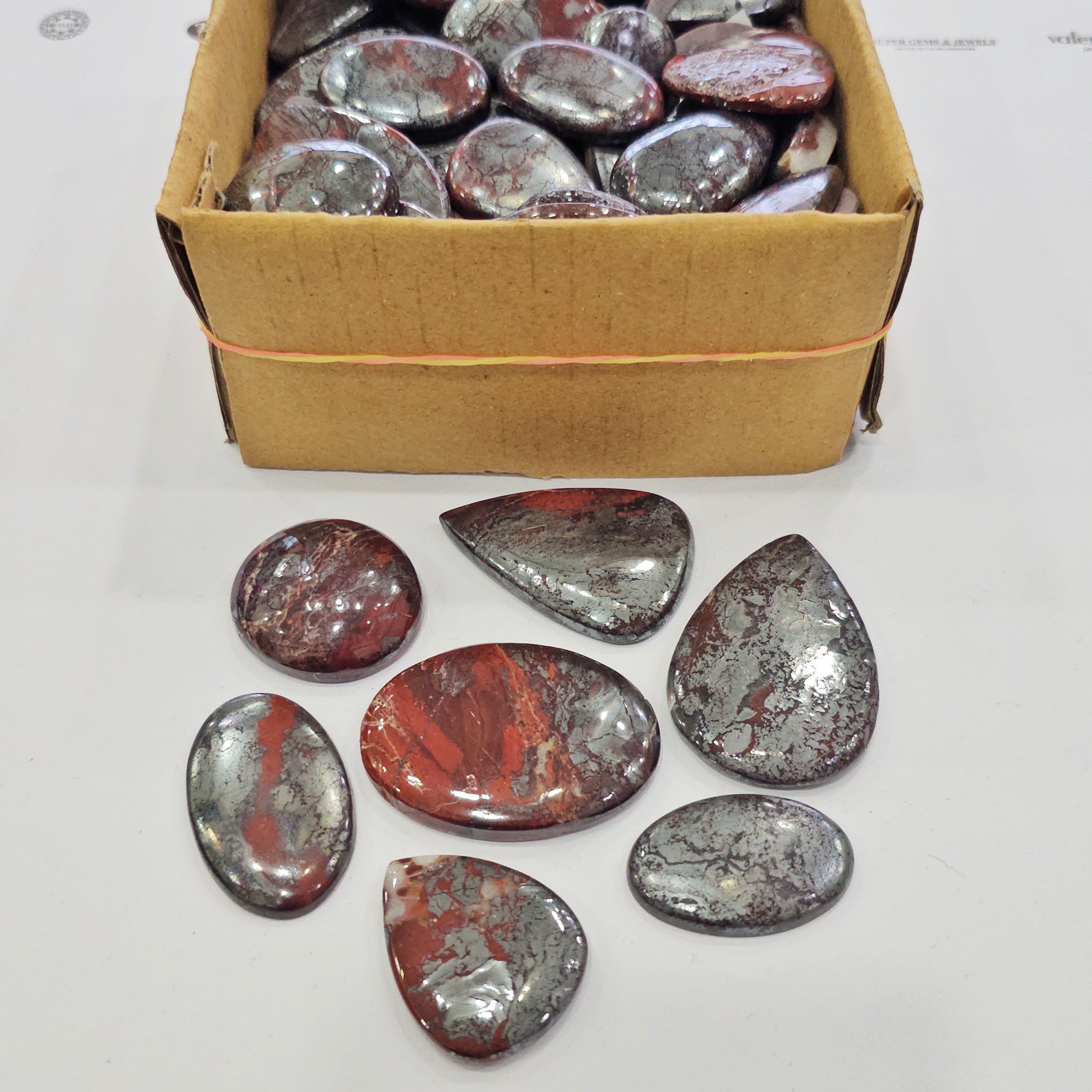 500 Grams of Natural Jaspilite Cabochons | 18-48mm | 40-80pcs