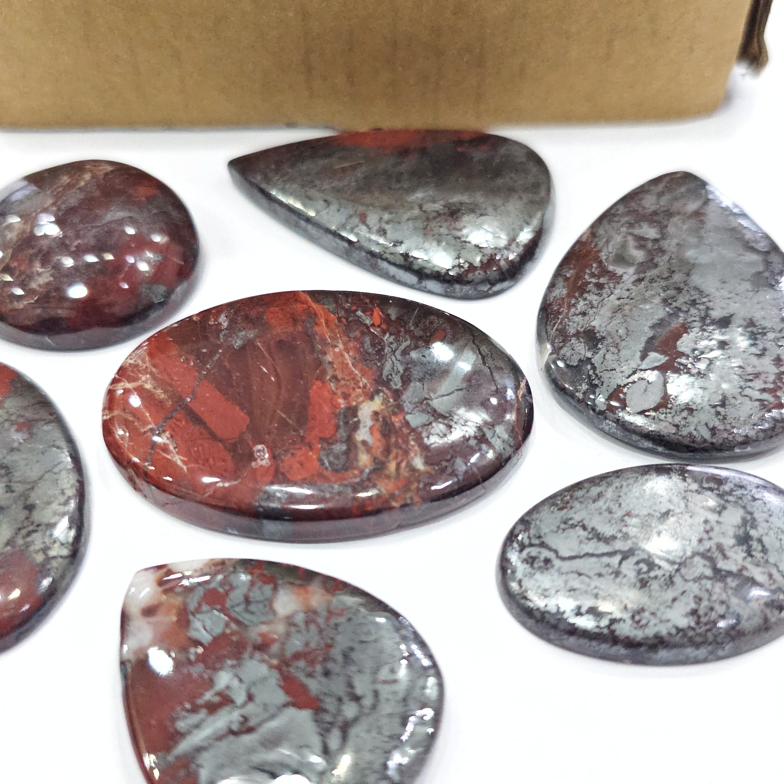 500 Grams of Natural Jaspilite Cabochons | 18-48mm | 40-80pcs
