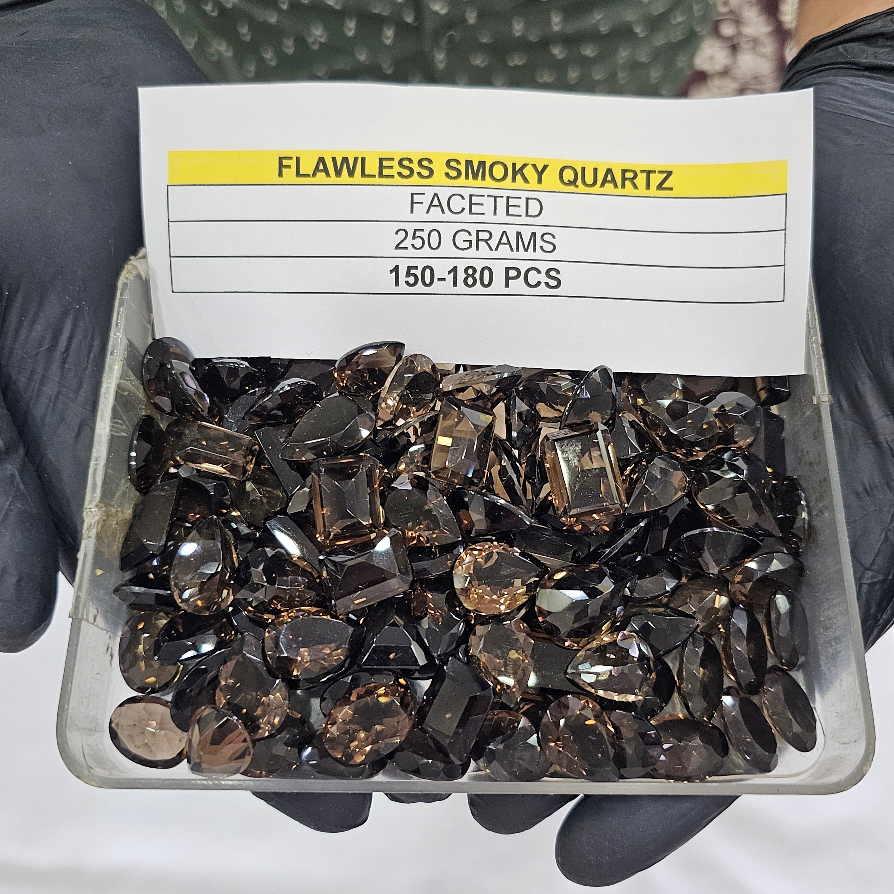250 Grams of Flawless Smoky Quartz Facets | 12–18mm | 150–180 Pcs | Mixed Shapes