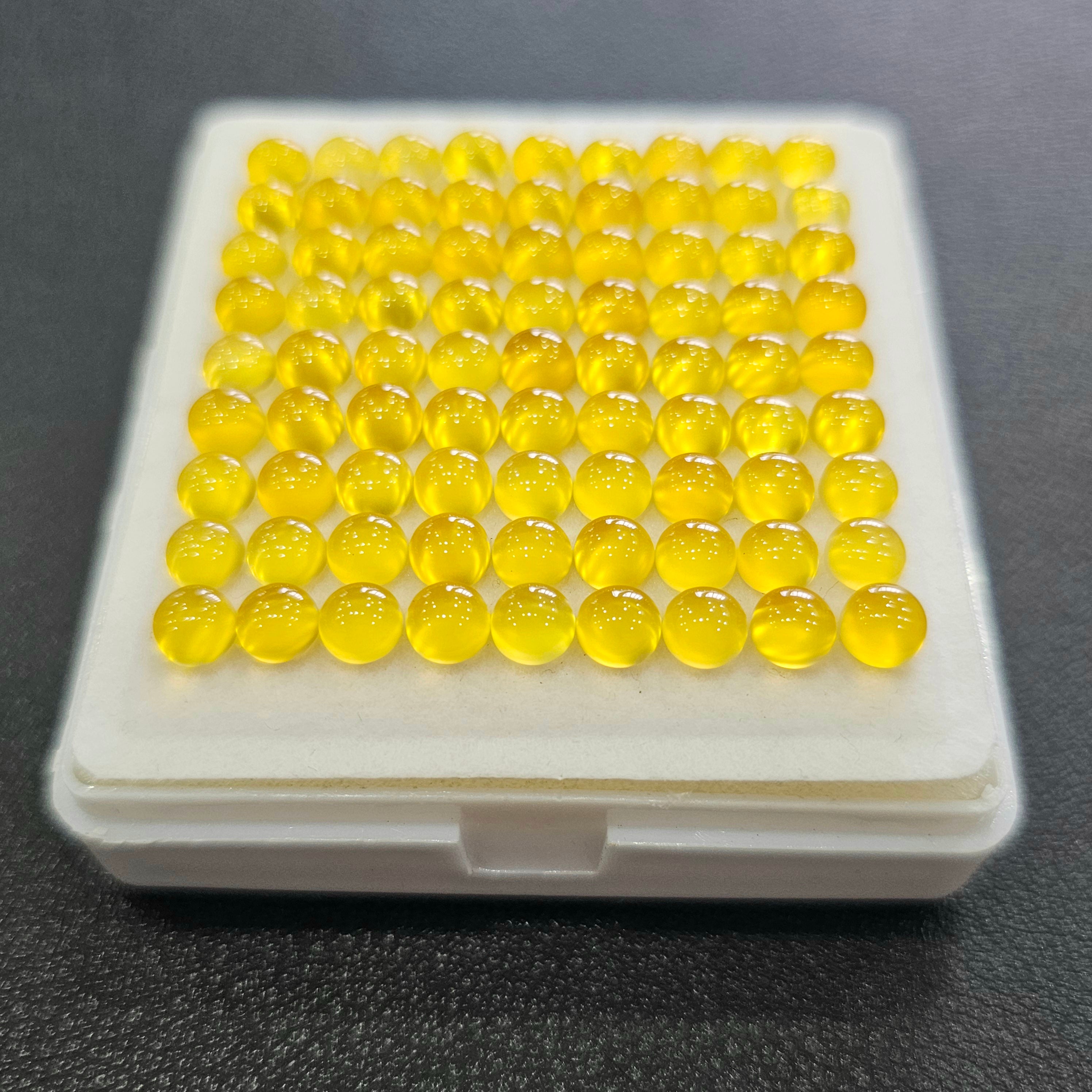 81pcs Natural Yellow Chalcedony Cabochon | Round | 5mm