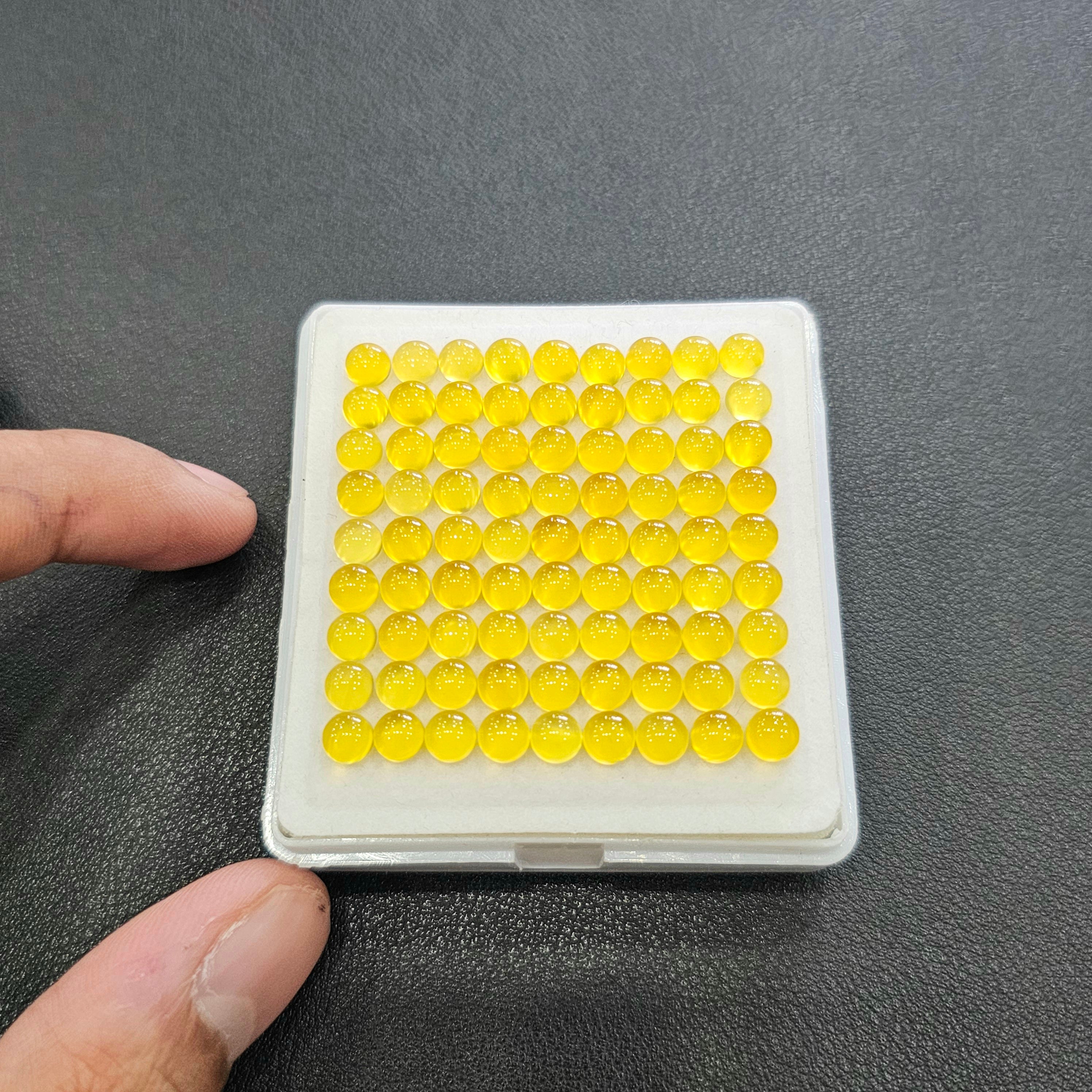 81pcs Natural Yellow Chalcedony Cabochon | Round | 5mm