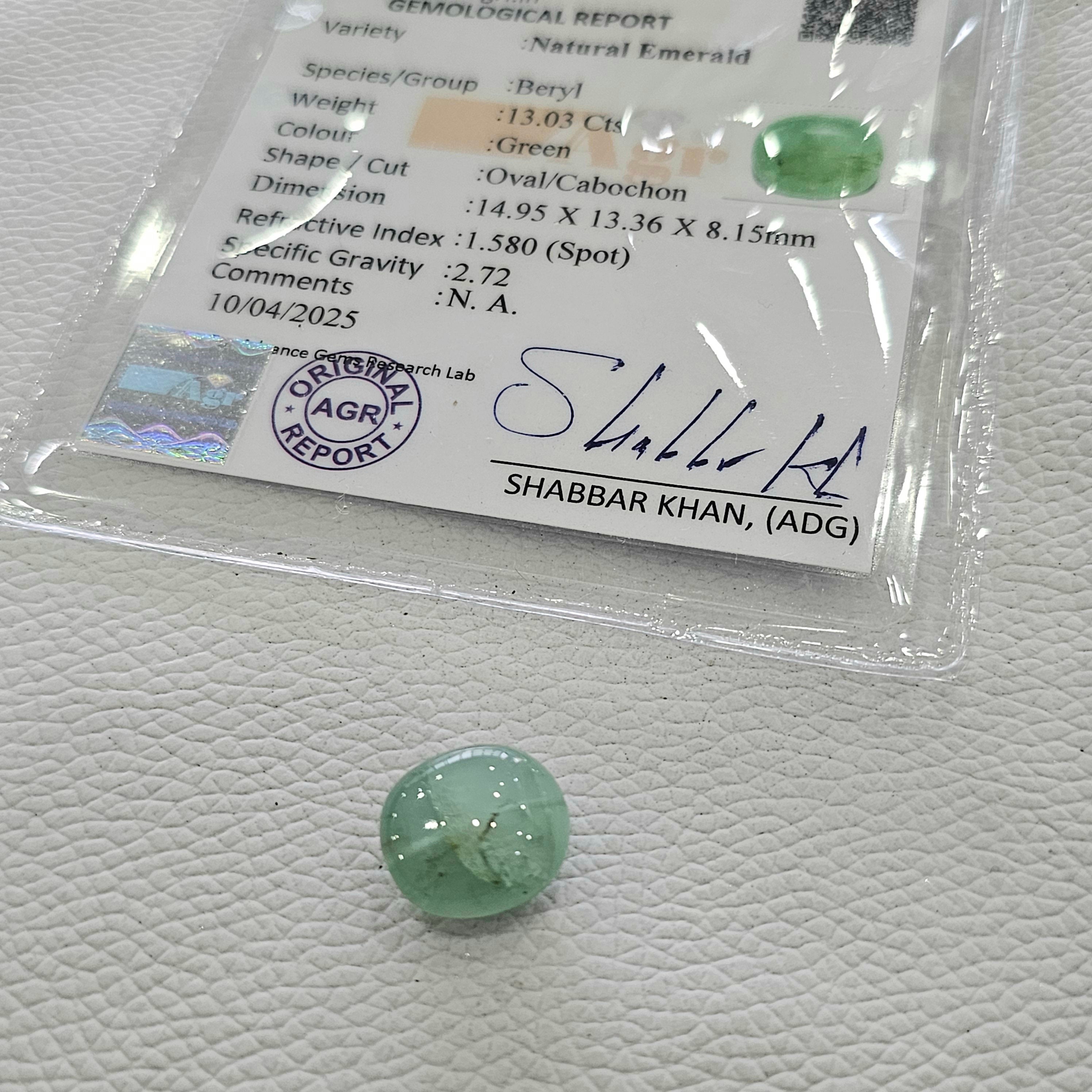 Natural Emerald Cabochon | Oval | Size:14.95x13.36mm