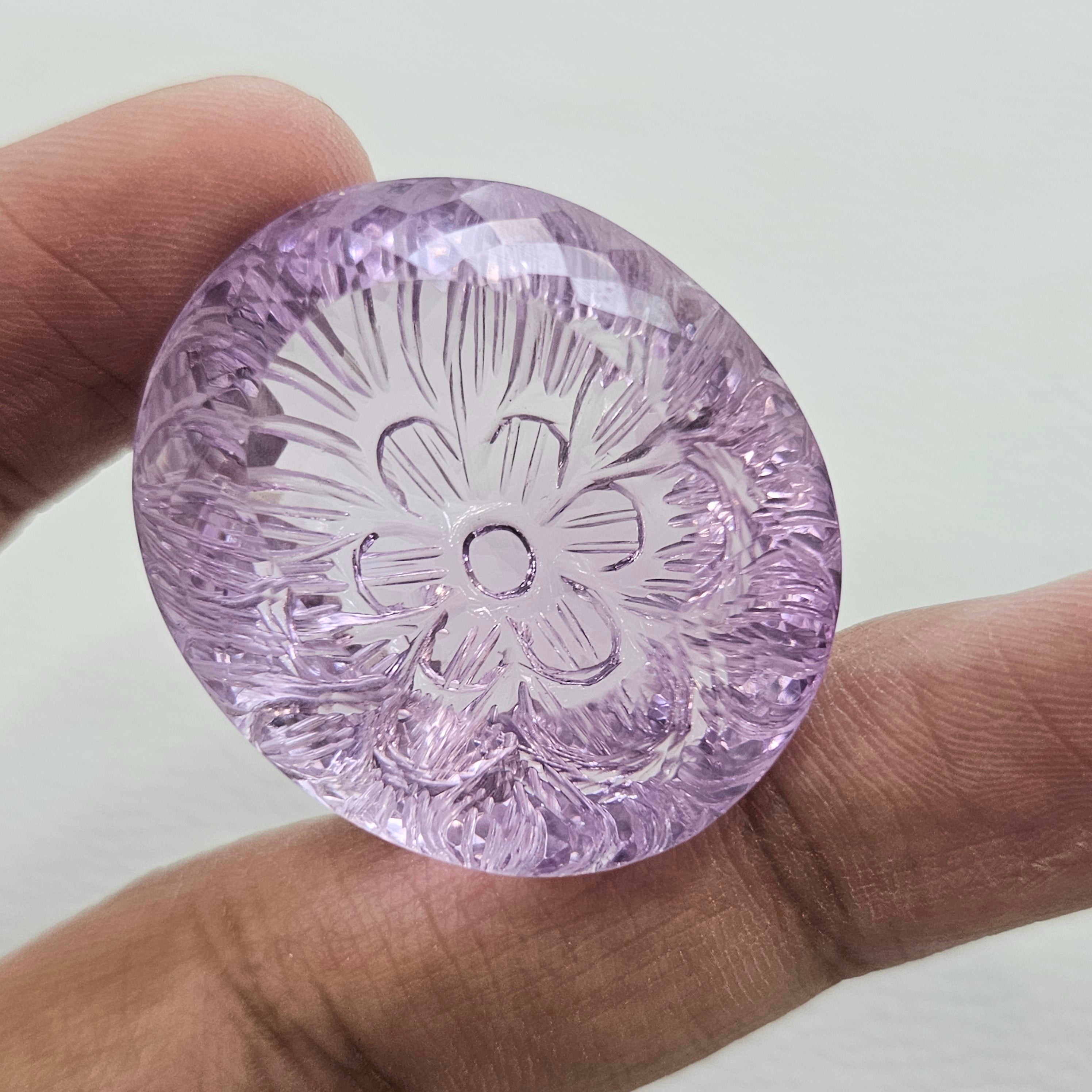 Natural Amethyst Carved | Oval | Size:35x30mm