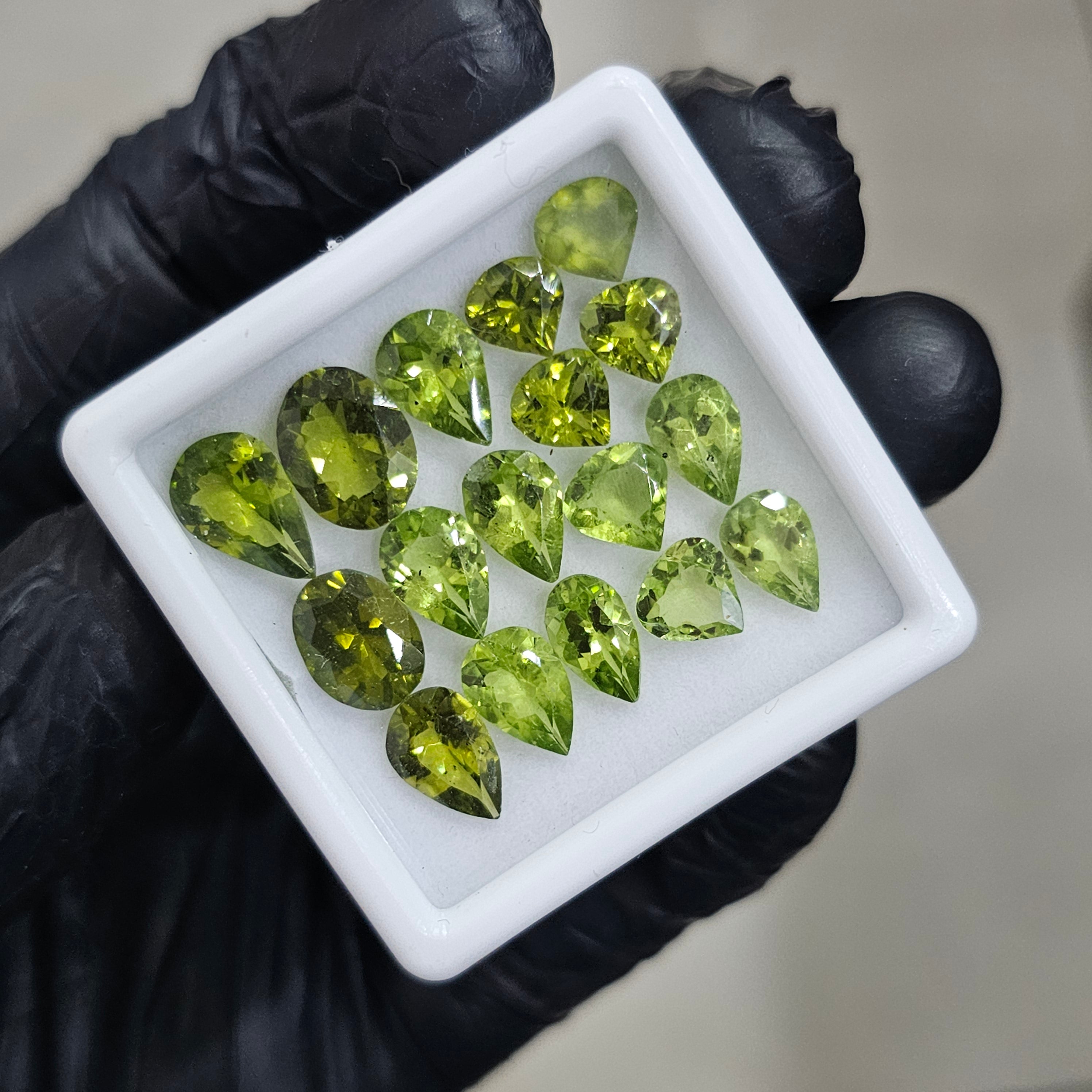 17Pcs Natural Peridot Faceted | Mix Shape | Size: 6-10mm