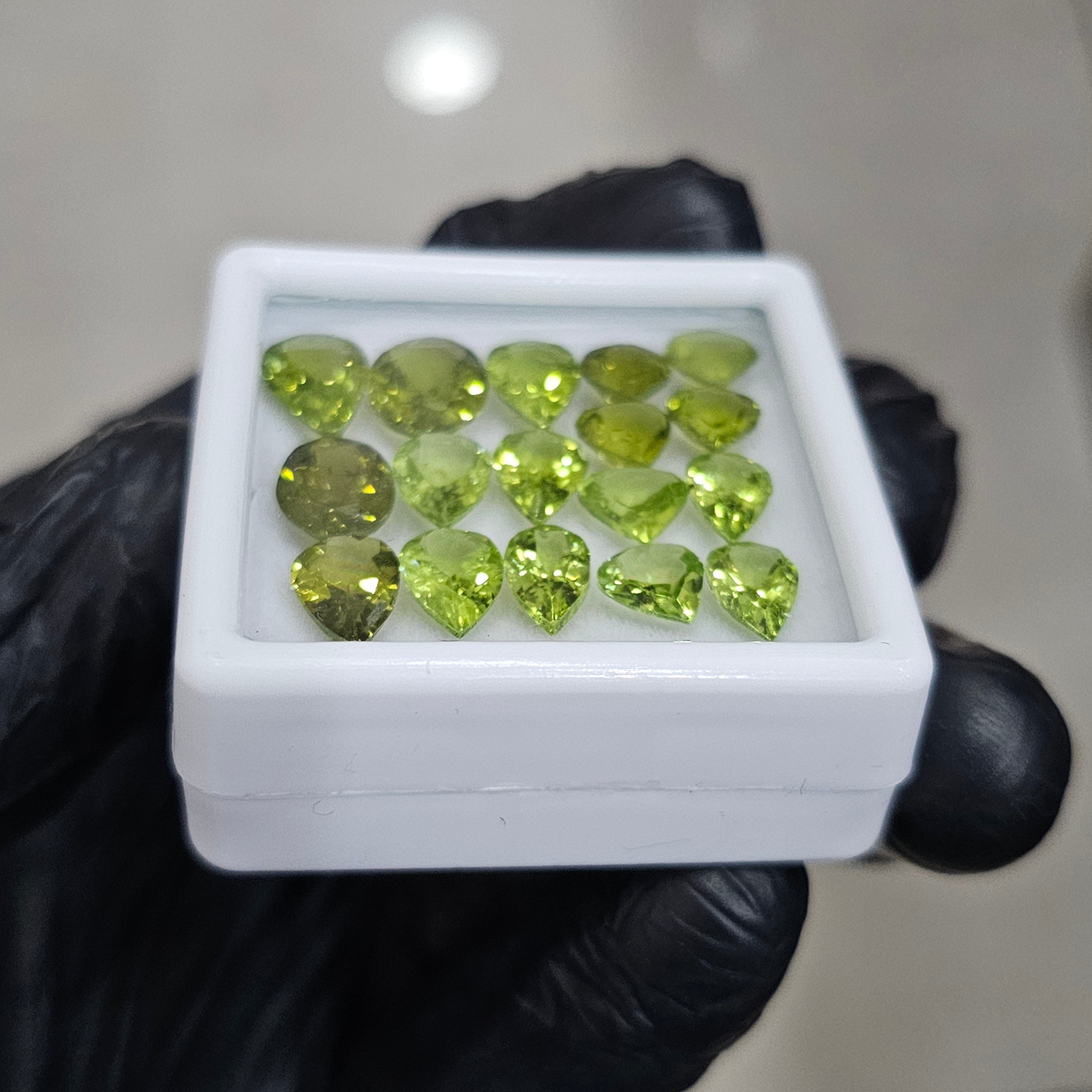 17Pcs Natural Peridot Faceted | Mix Shape | Size: 6-10mm