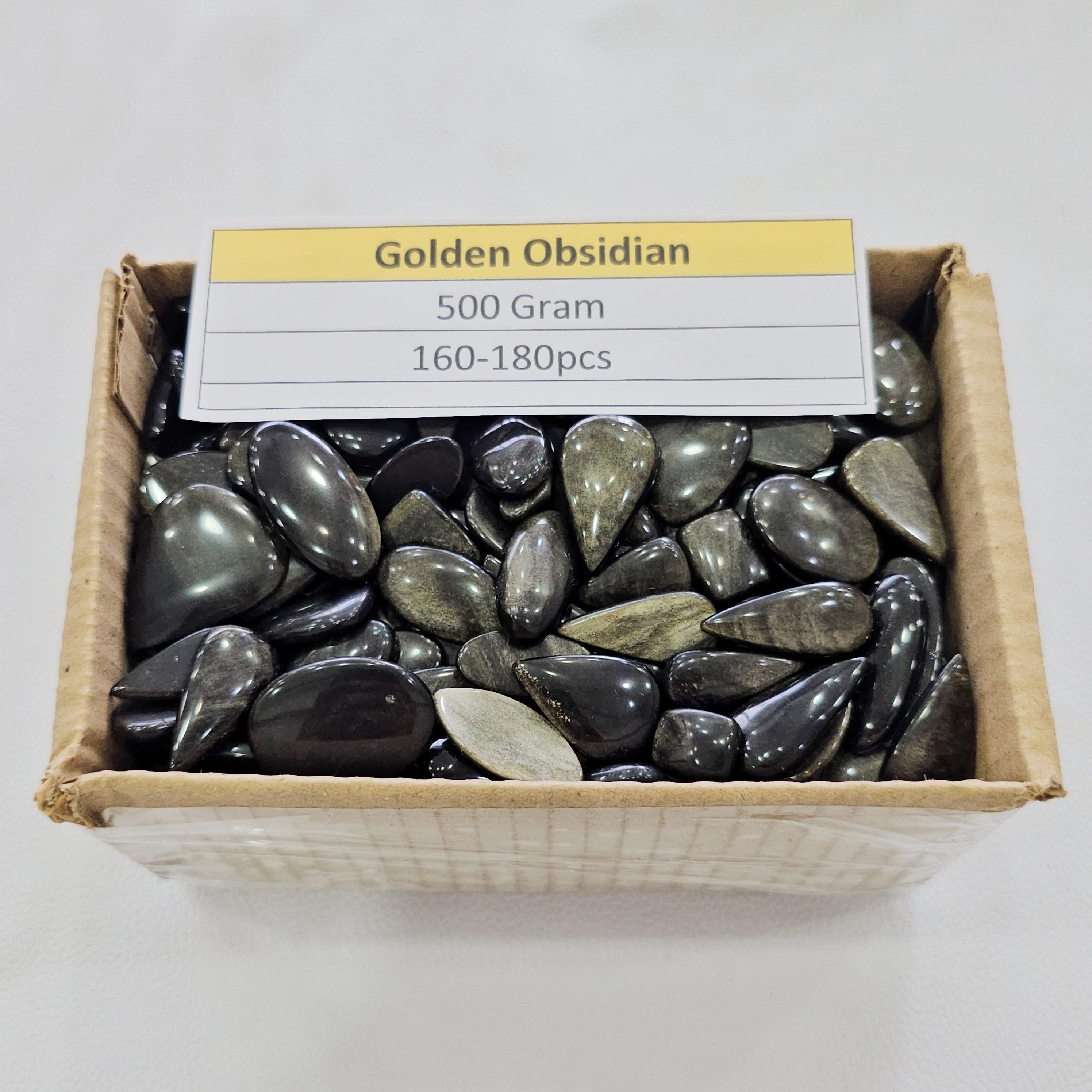 500 Grams Natural Golden Obsidian Cabochons | 15–45mm | 160–180 Pcs | Polished Gemstones - The LabradoriteKing